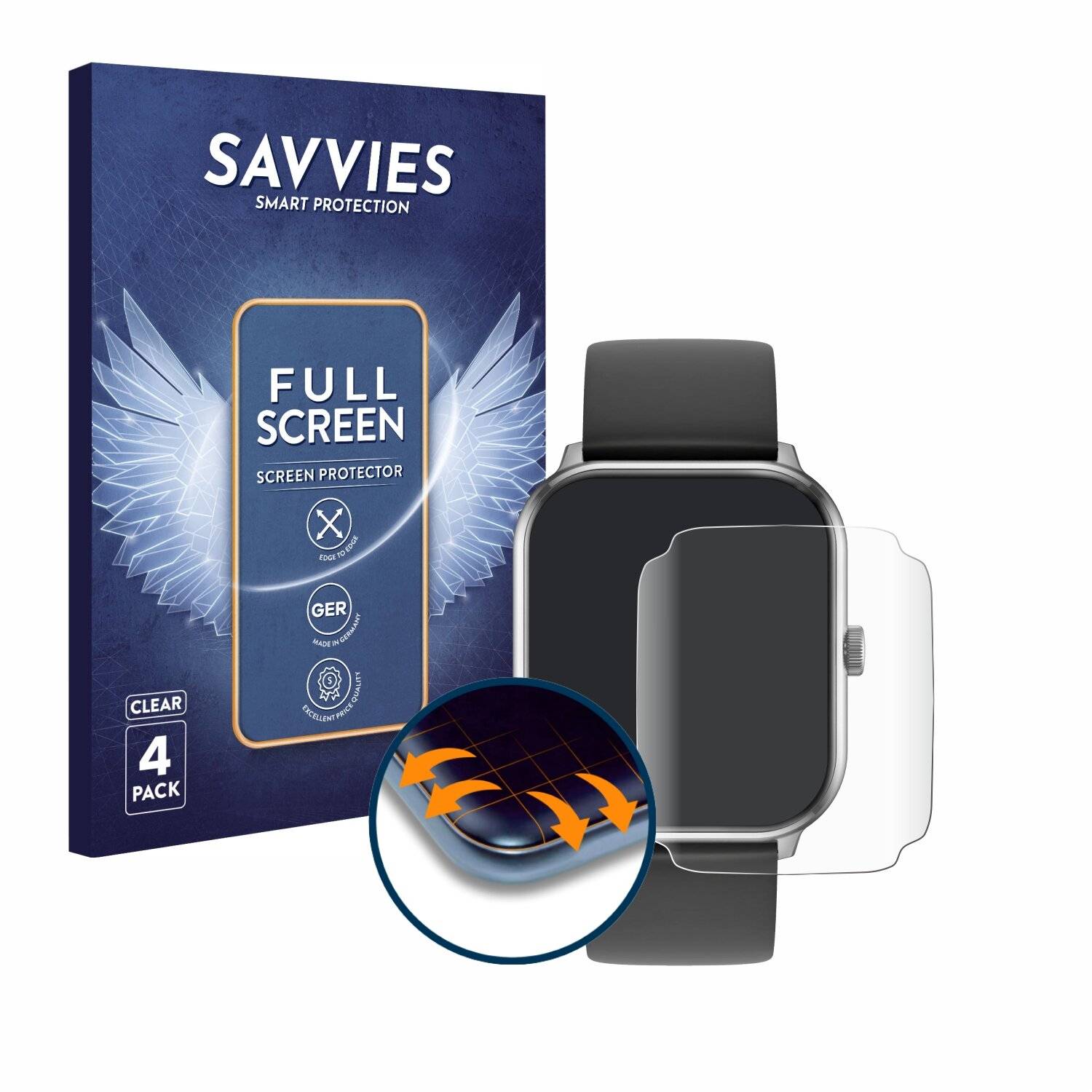4x Savvies Full-Screen Folie für Ice-Watch ICE smart 1.0