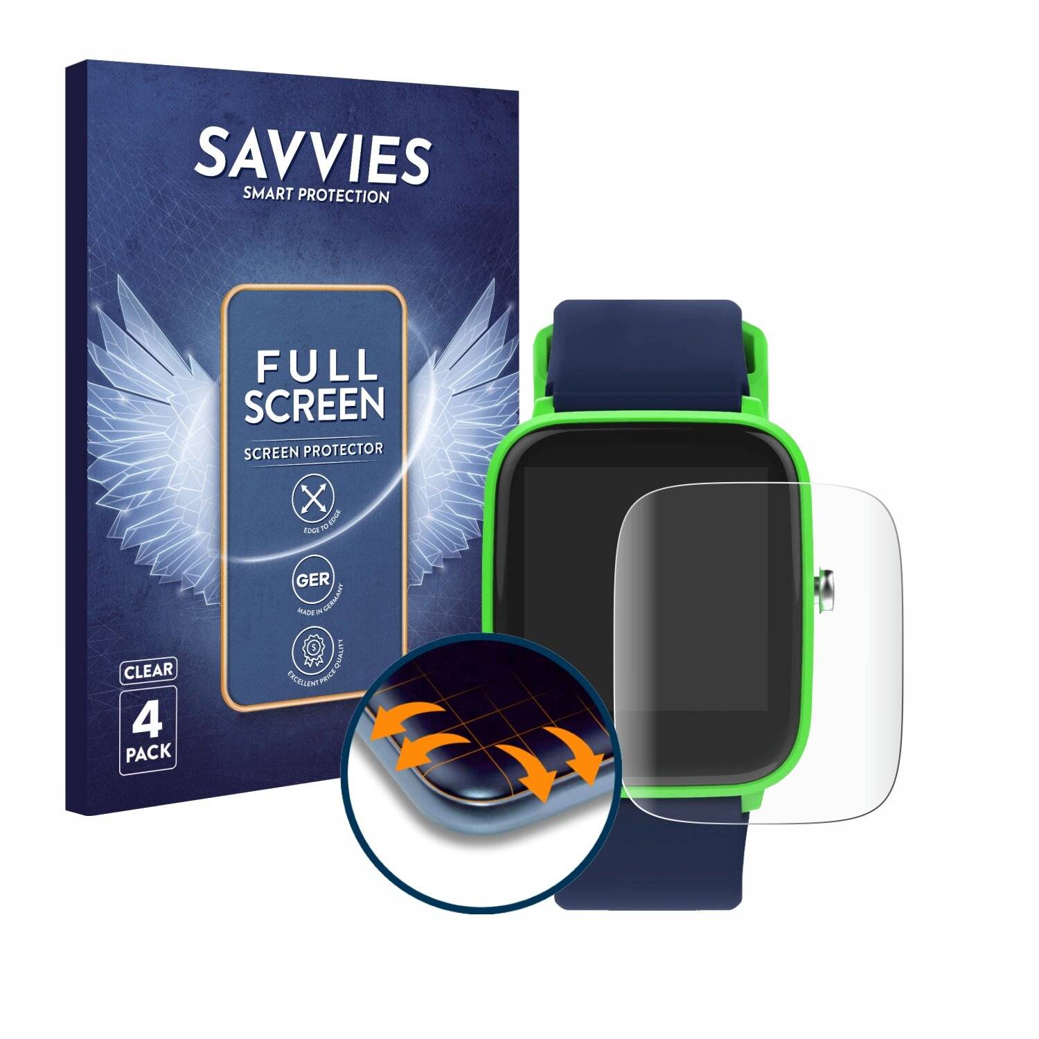 4x Savvies Full-Screen Folie für Ice-Watch ICE smart junior