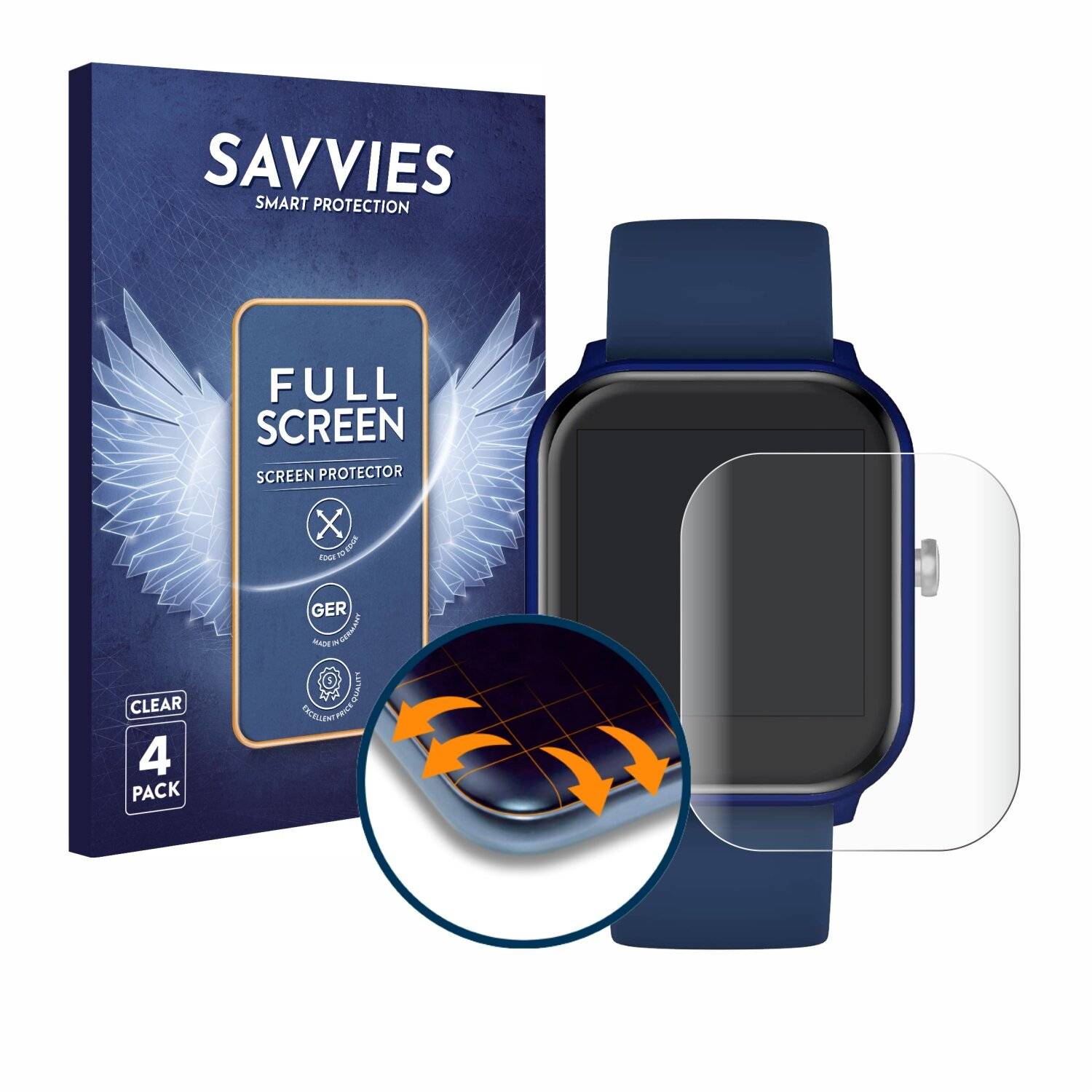 4x Savvies Full-Screen Folie für Ice-Watch ICE smart