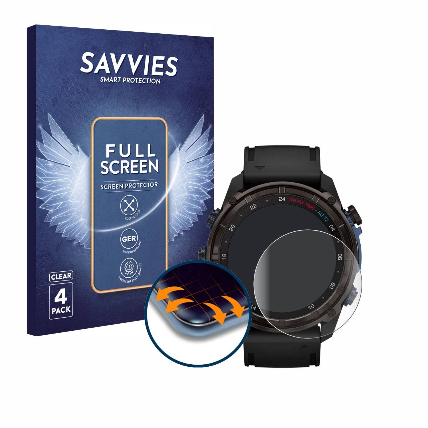4x Savvies Full-Screen Folie für Garmin Descent Mk3i (51