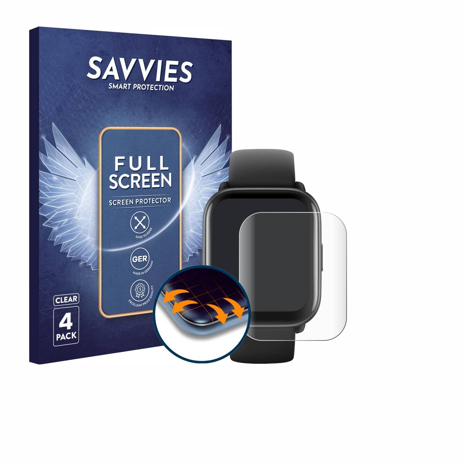 4x Savvies Full-Screen Folie für Amazfit
