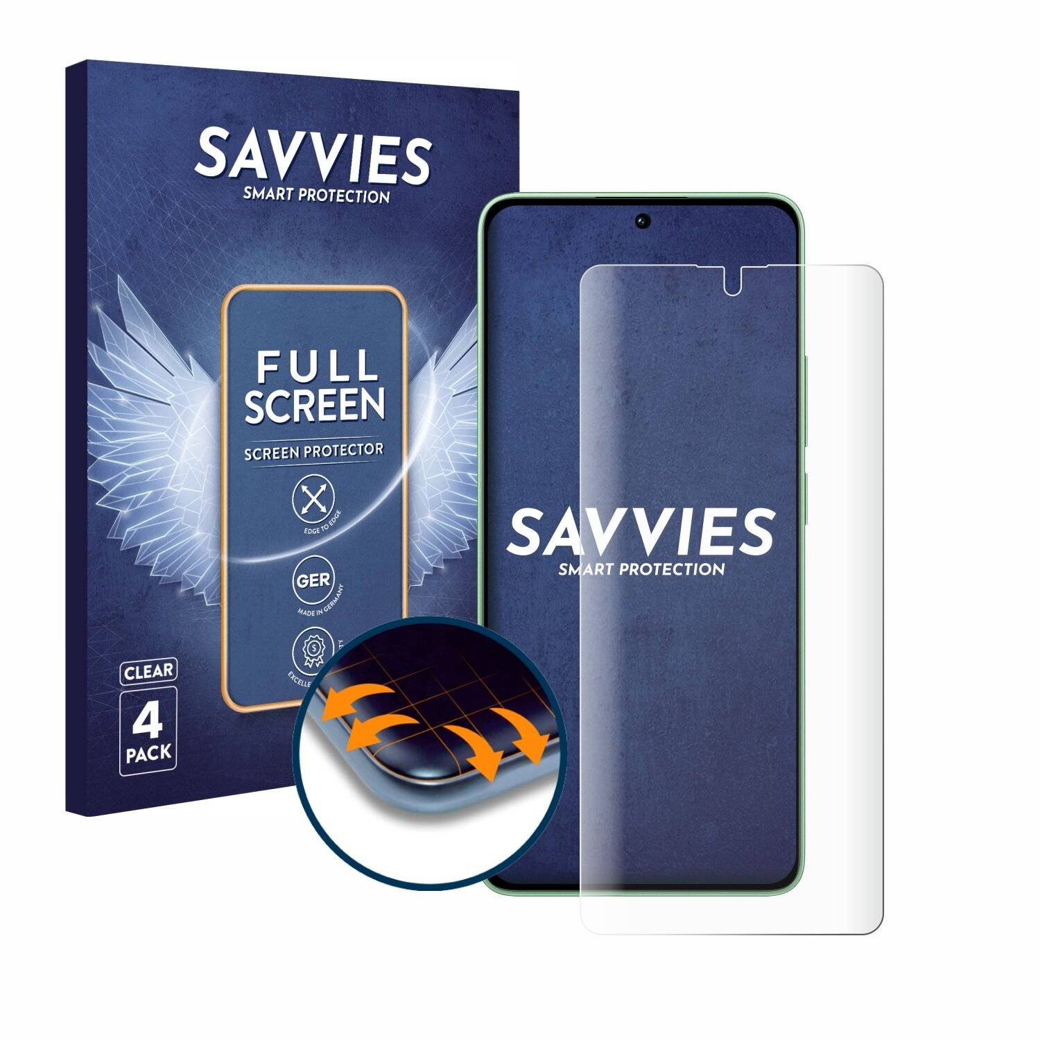 4x Savvies Full-Screen Folie für Xiaomi Redmi Note 13