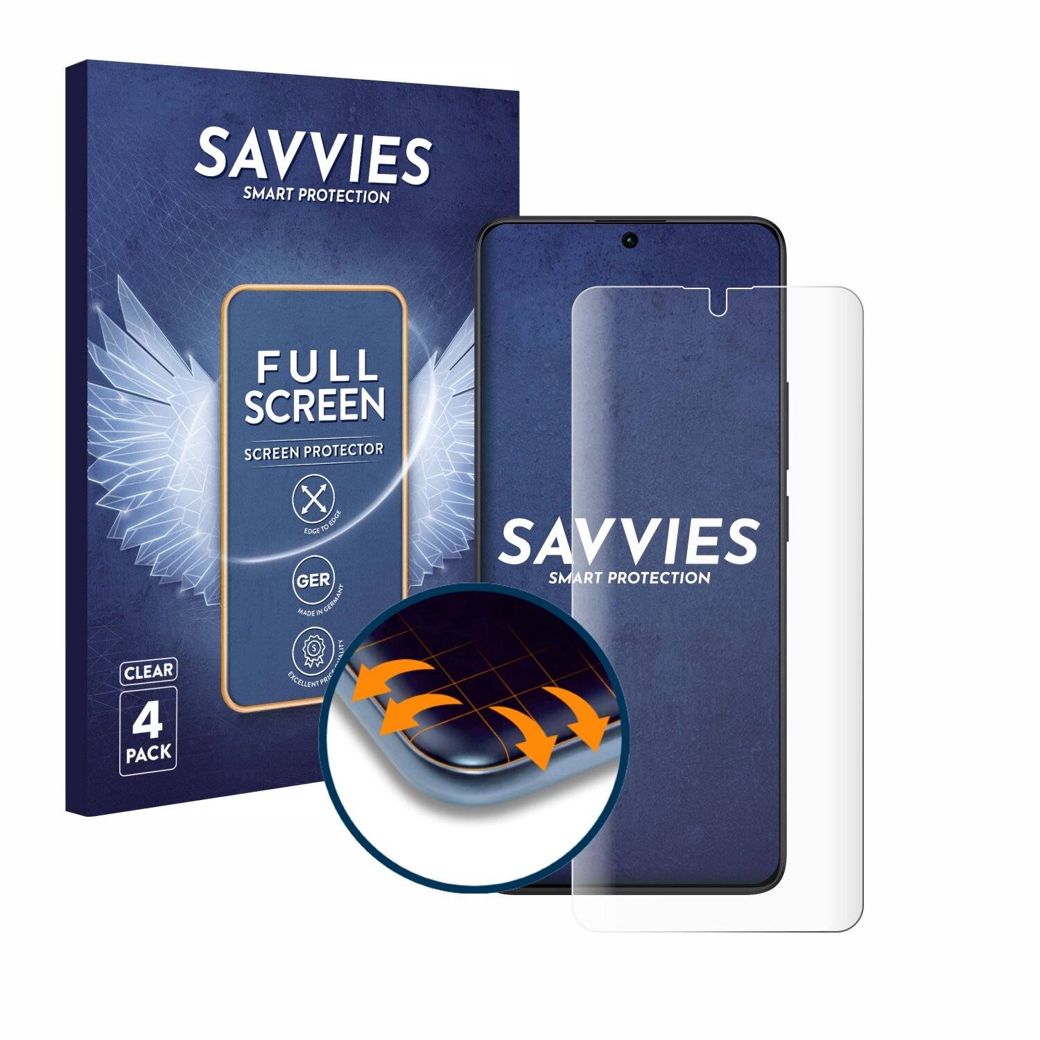 4x Savvies Full-Screen Folie für Xiaomi Redmi Note 13 Pro