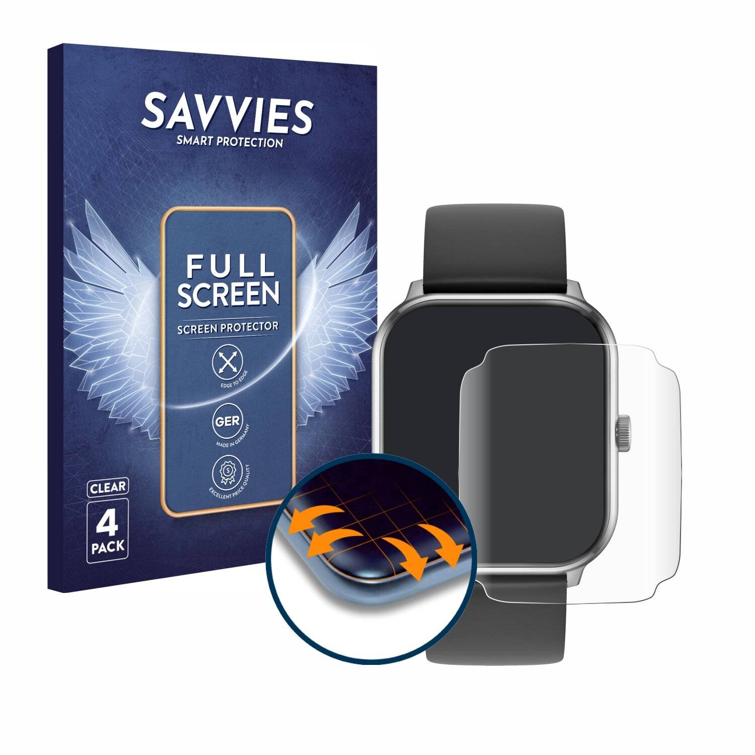 4x Savvies Full-Screen Folie für Ice-Watch ICE smart