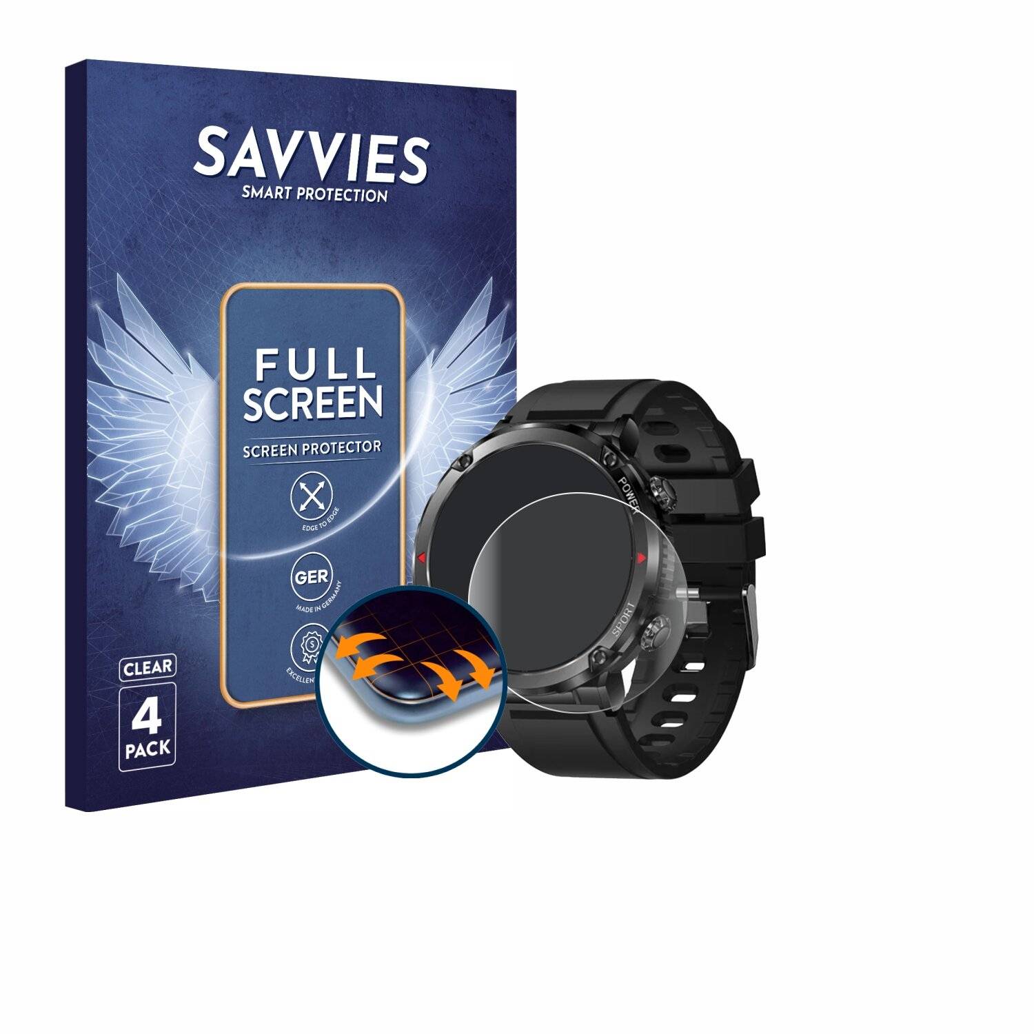4x Savvies Full-Screen Folie für LIGE Smartwatch