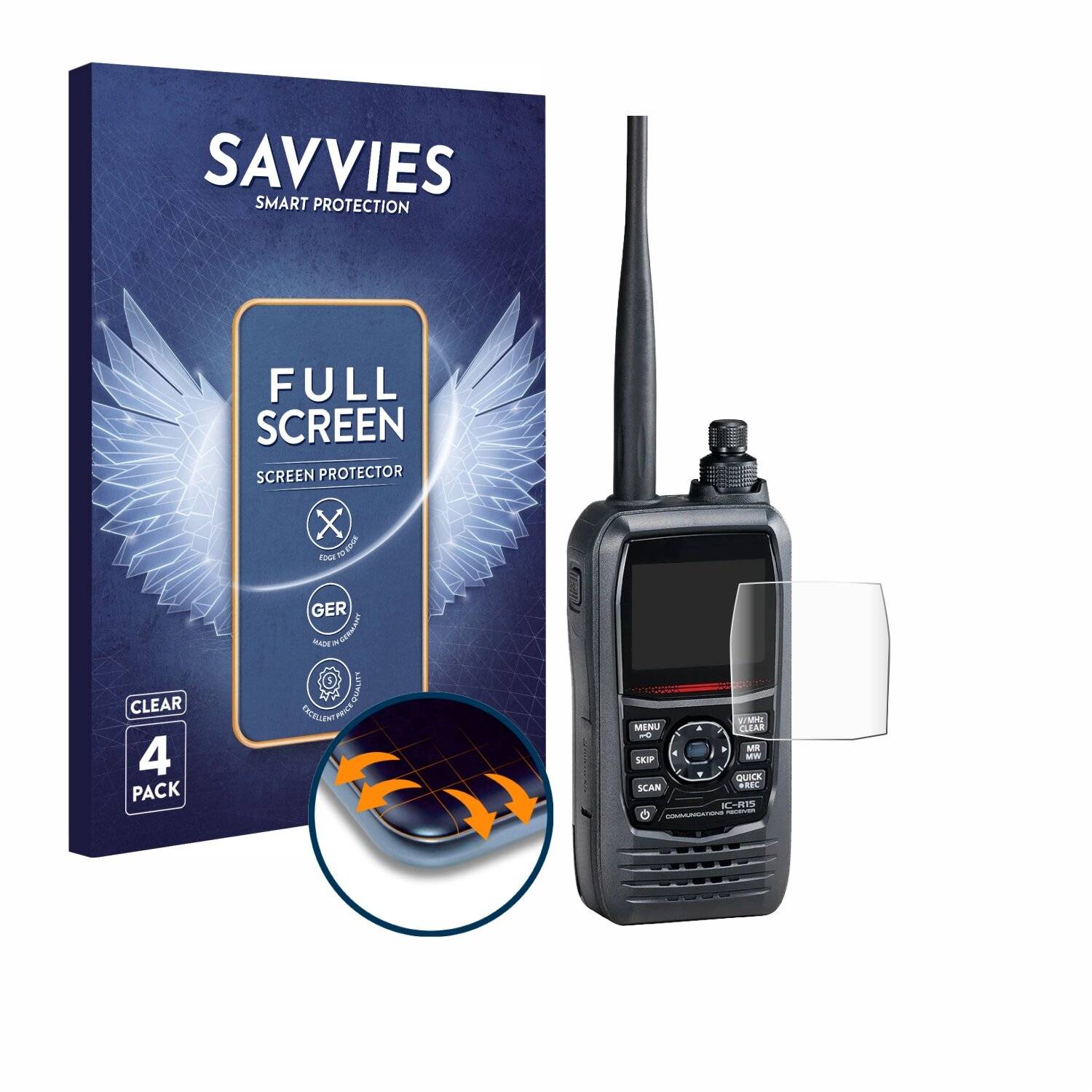 4x Savvies Full-Screen Folie für Icom