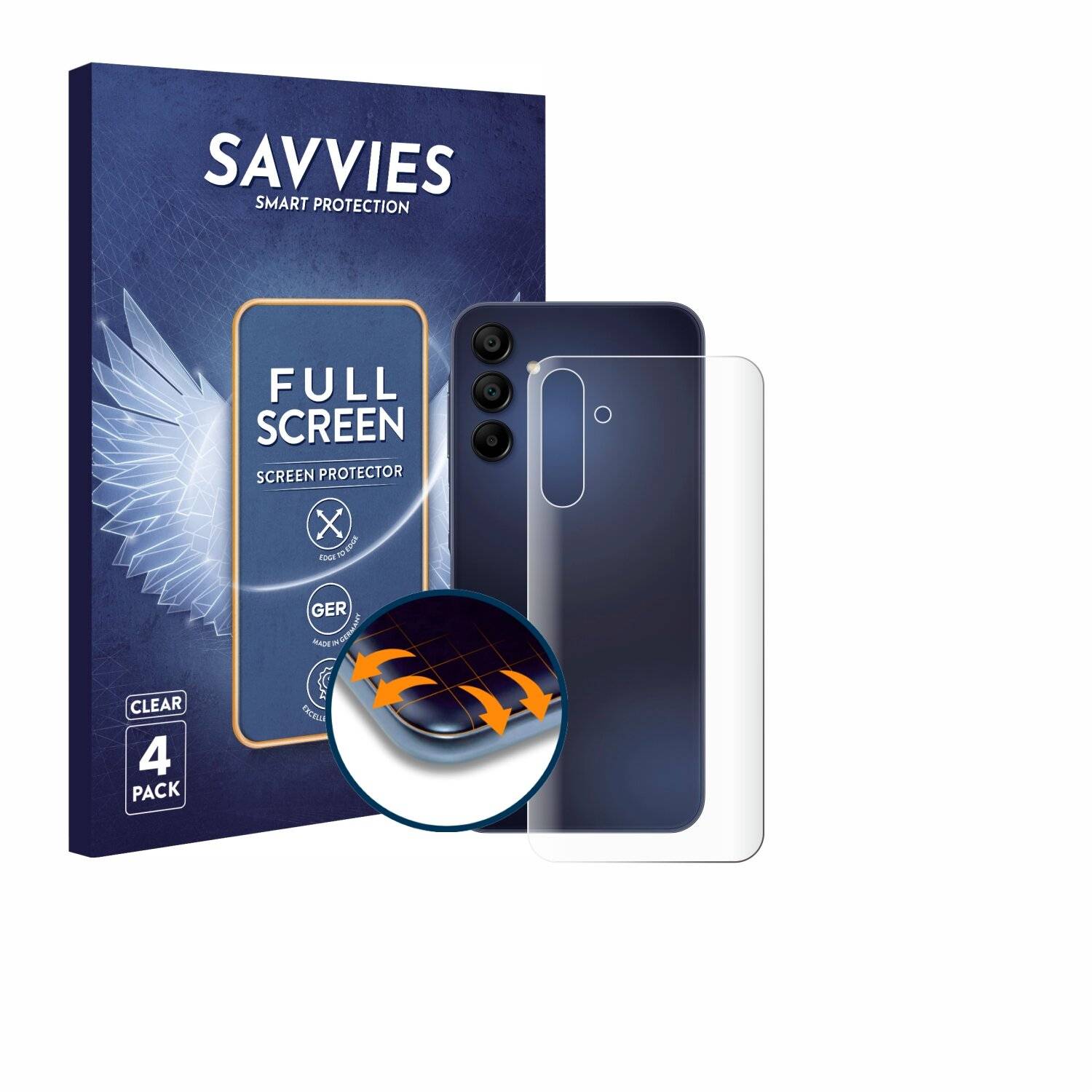 4x Savvies Full-Screen Folie für Samsung Galaxy A15