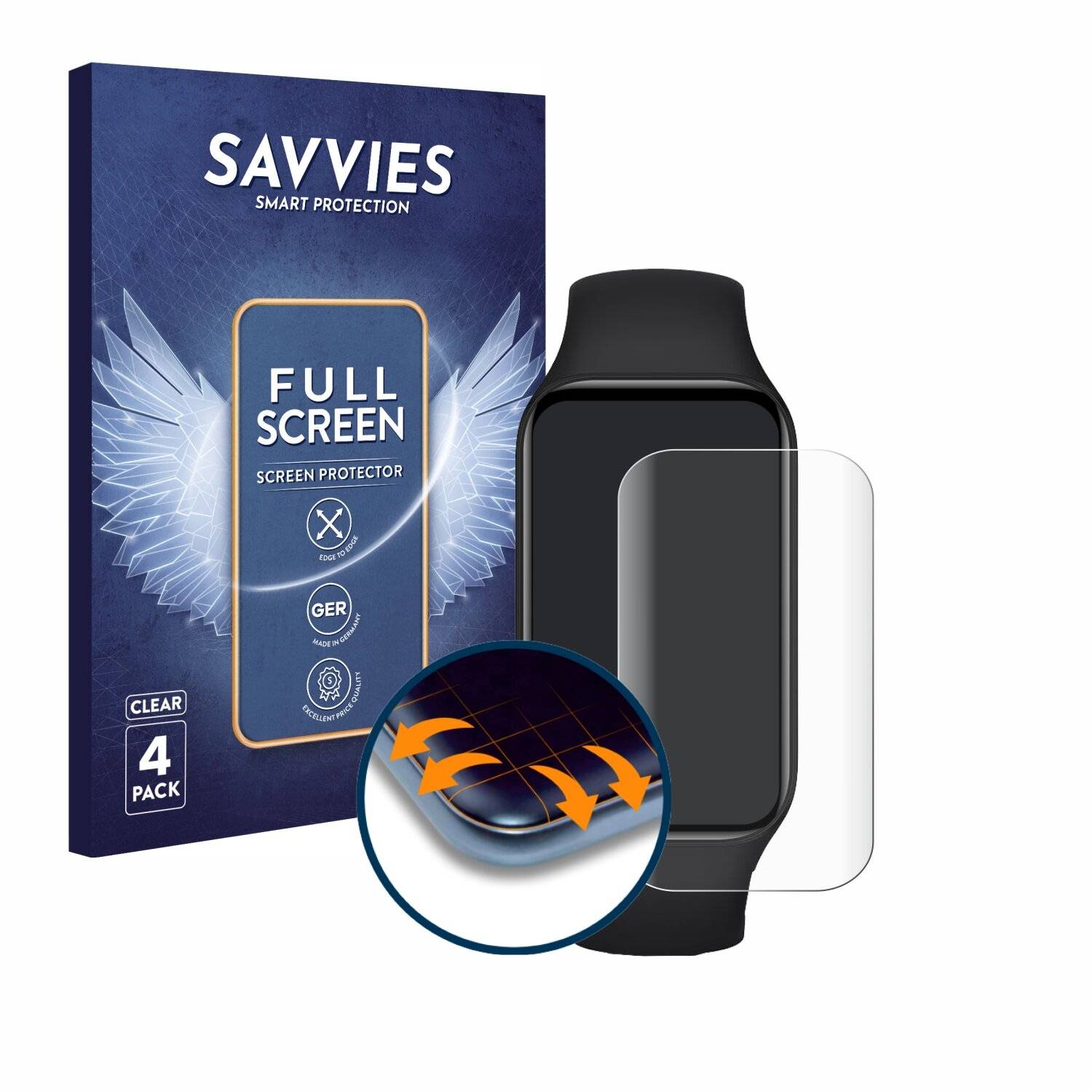 4x Savvies Full-Screen Folie für Xiaomi Mi Smart Band 8