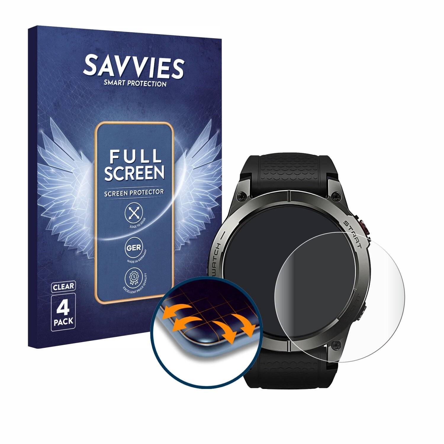 4x Savvies Full-Screen Folie für Zeblaze Stratos