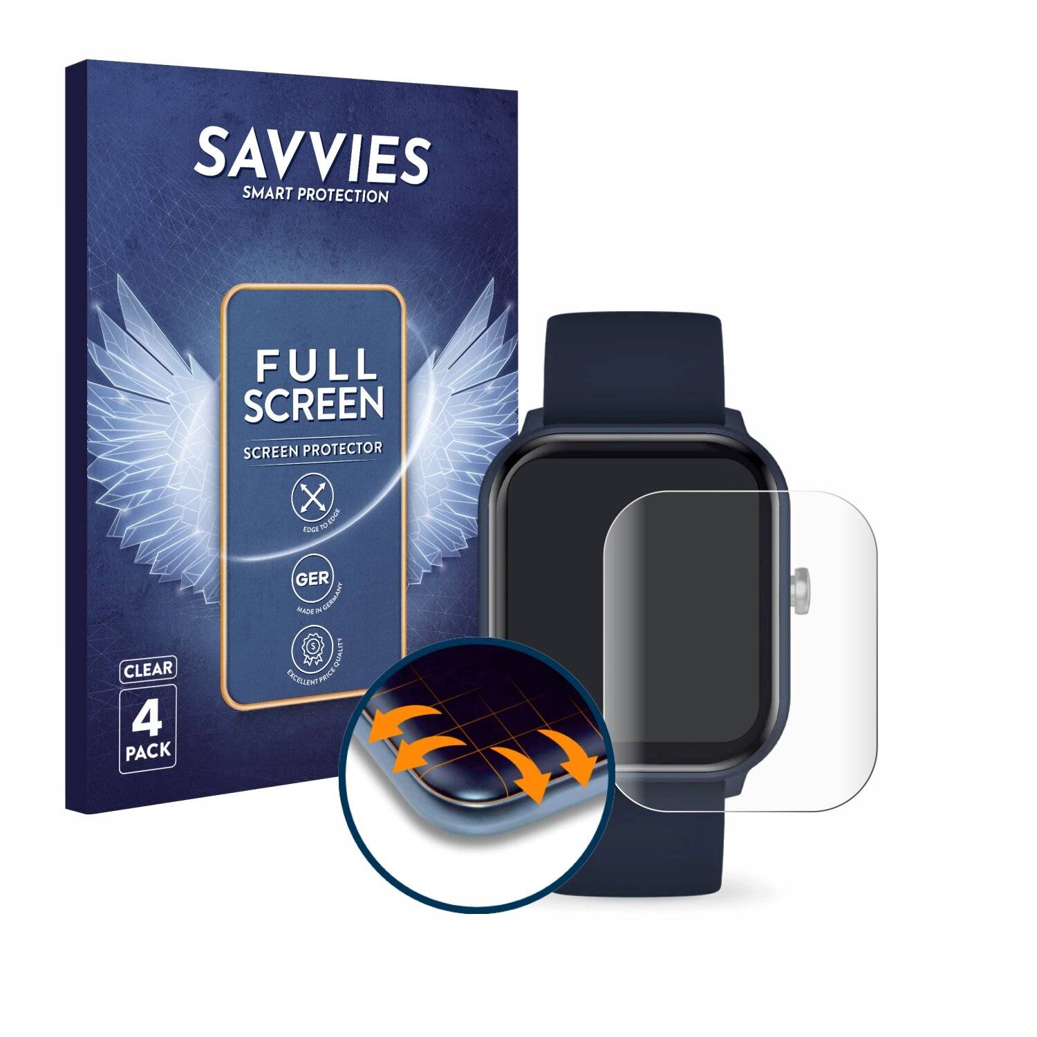 4x Savvies Full-Screen Folie für Ice-Watch ICE Smart junior