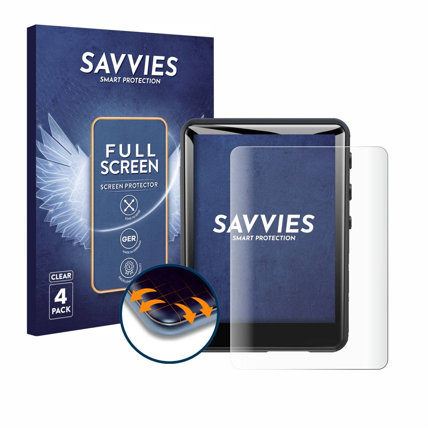 4x Savvies Full-Screen Folie für Zaqe MP3 Player M4