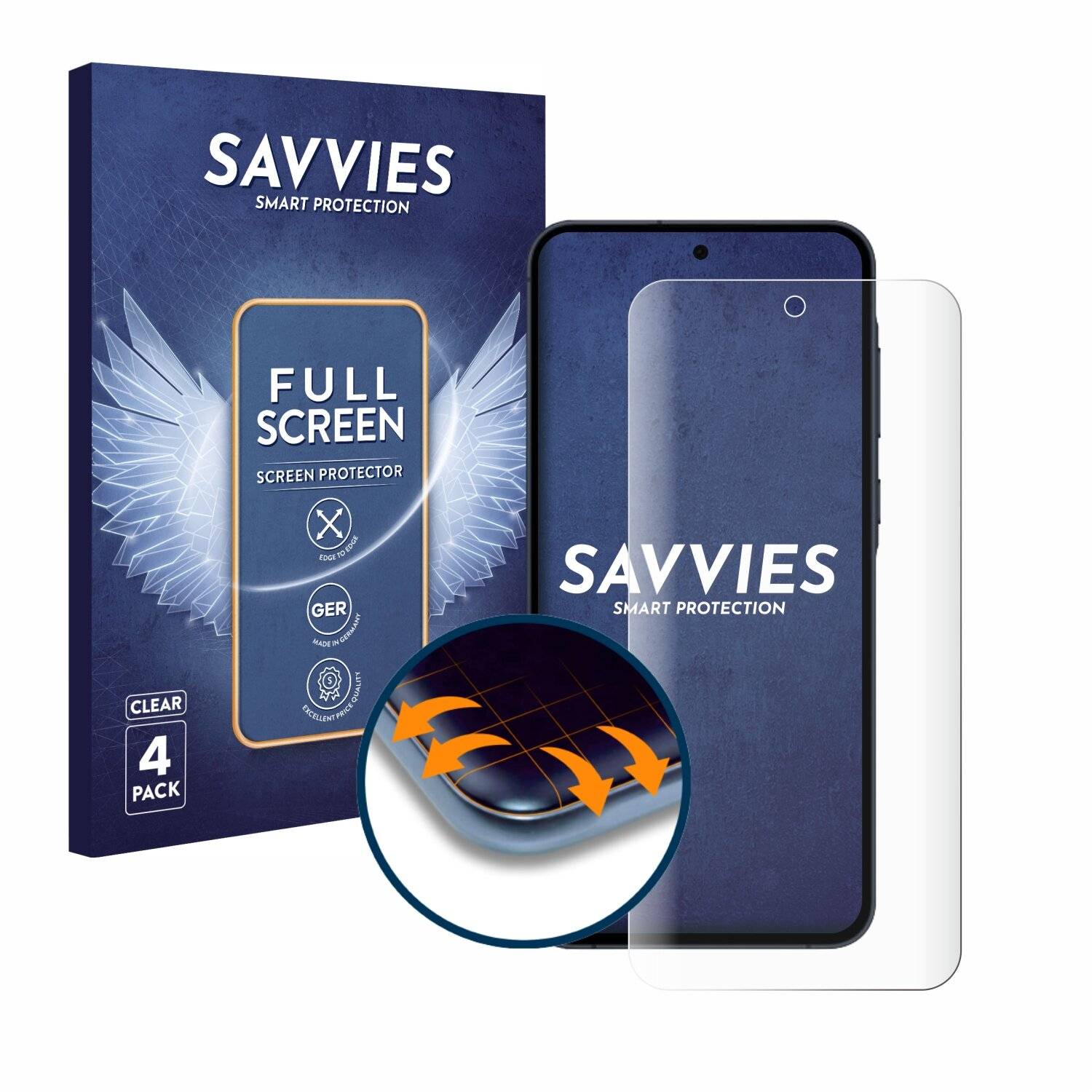 4x Savvies Full-Screen Folie für Samsung Galaxy A55