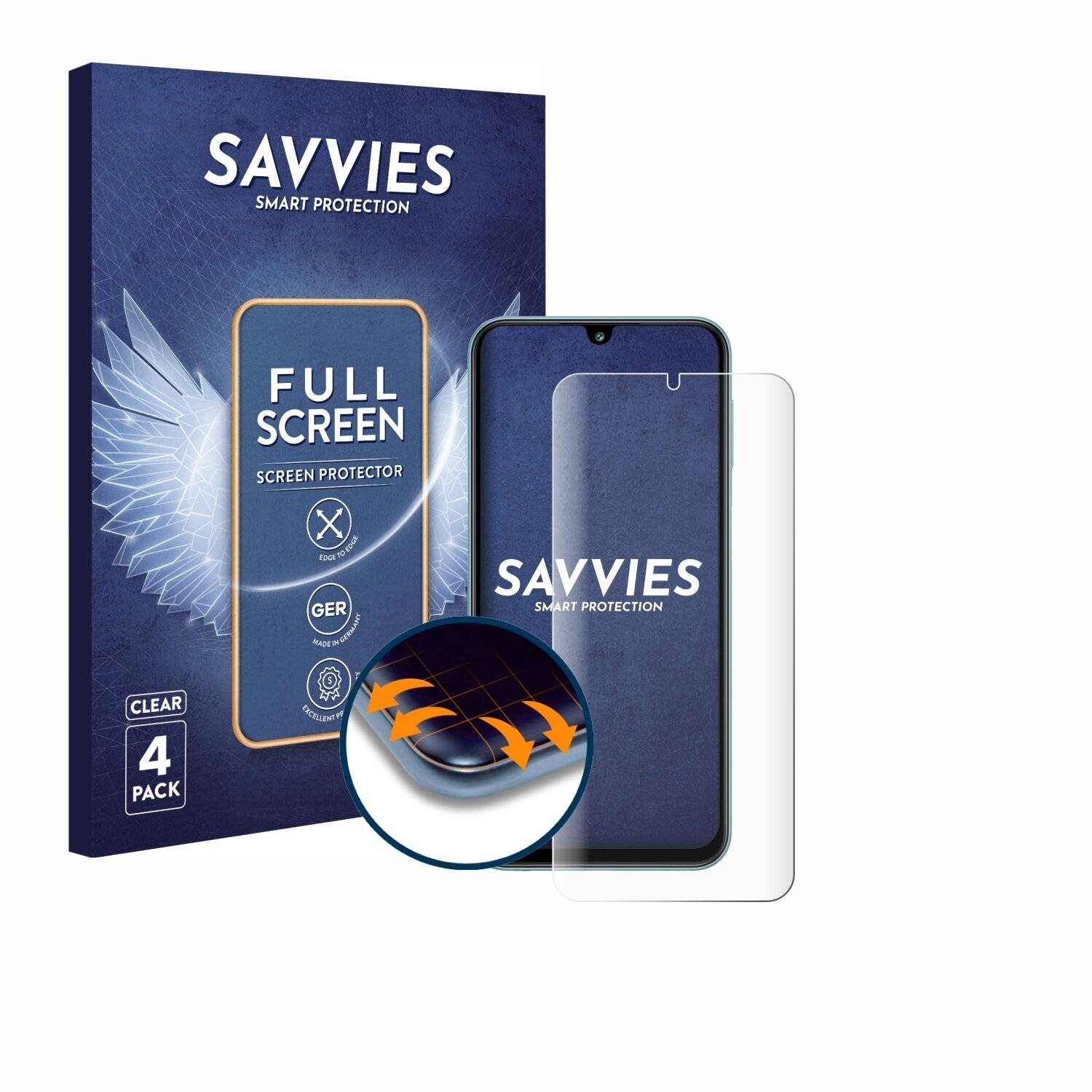 4x Savvies Full-Screen Folie für Samsung Galaxy
