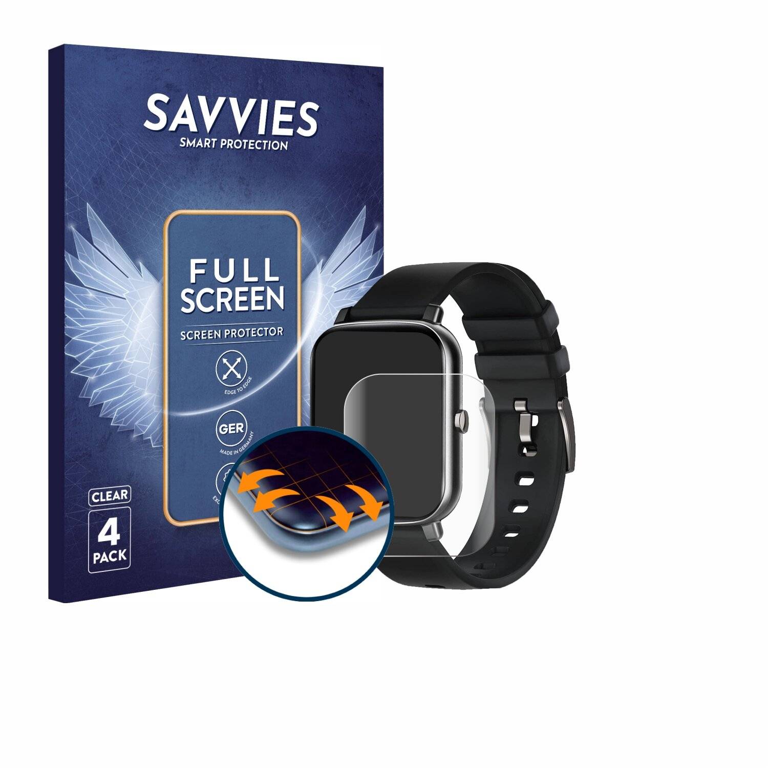 4x Savvies Full-Screen Folie für Ibetter Smartwatch