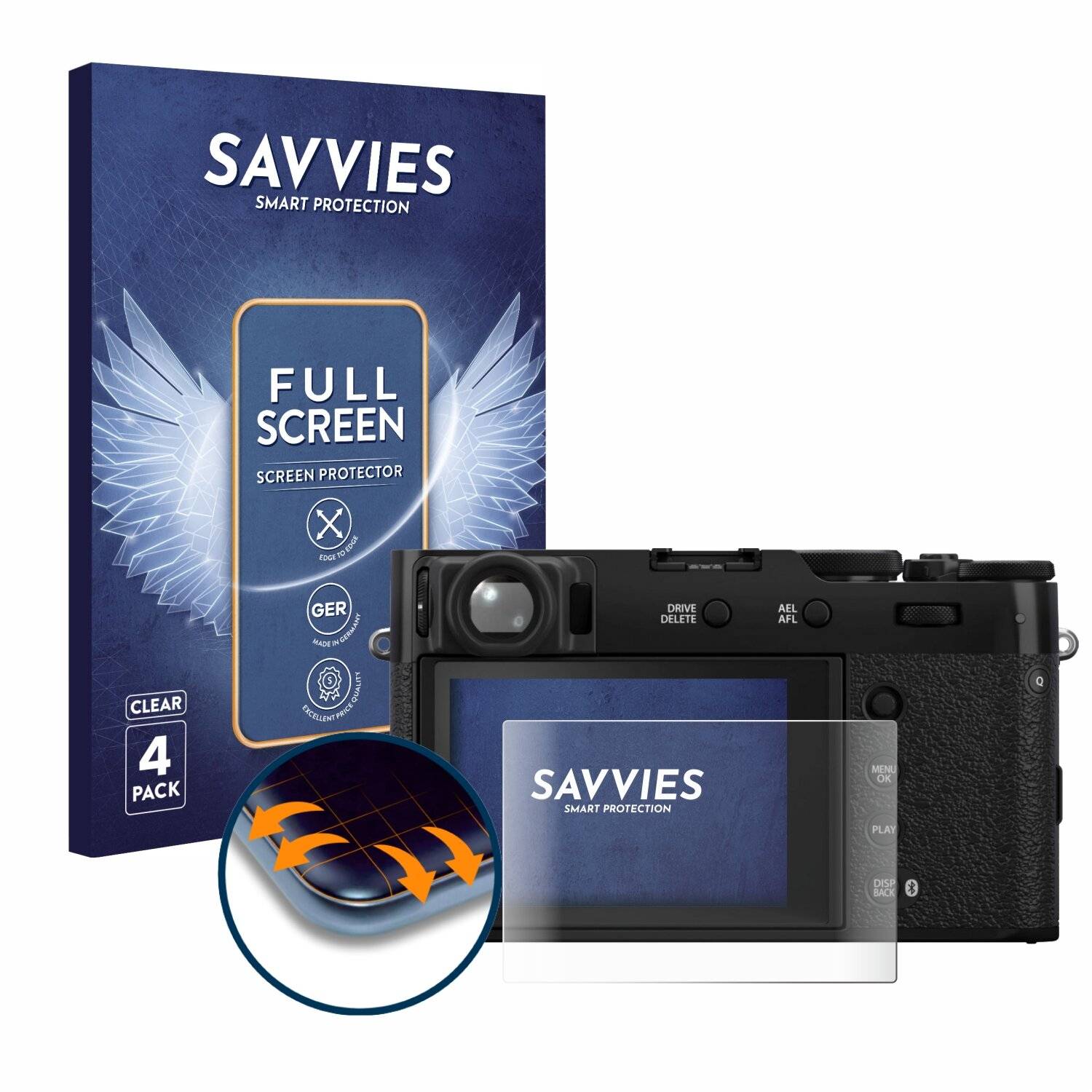 4x Savvies Full-Screen Folie für Fujifilm
