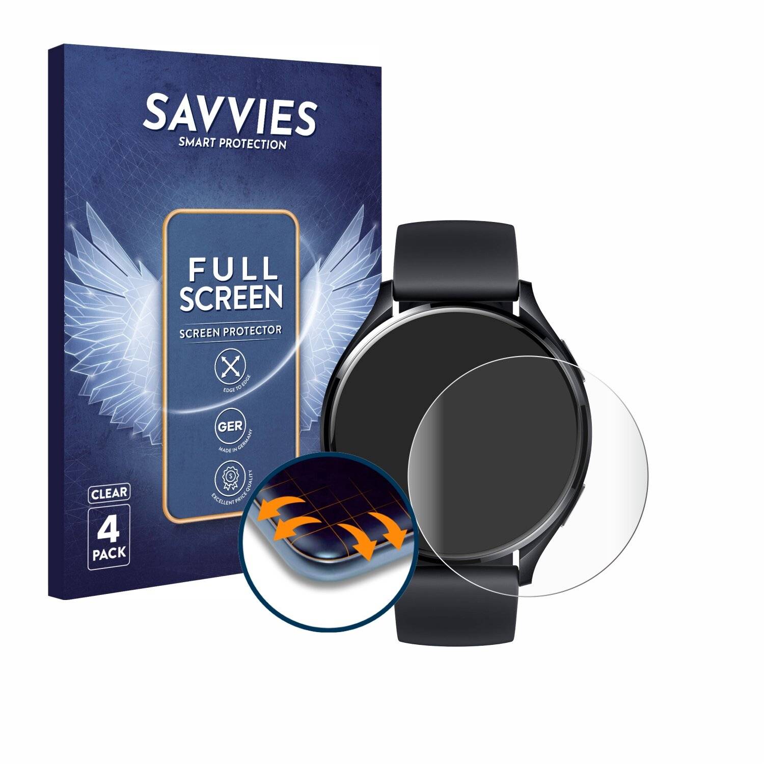 4x Savvies Full-Screen Folie für Xiaomi Watch
