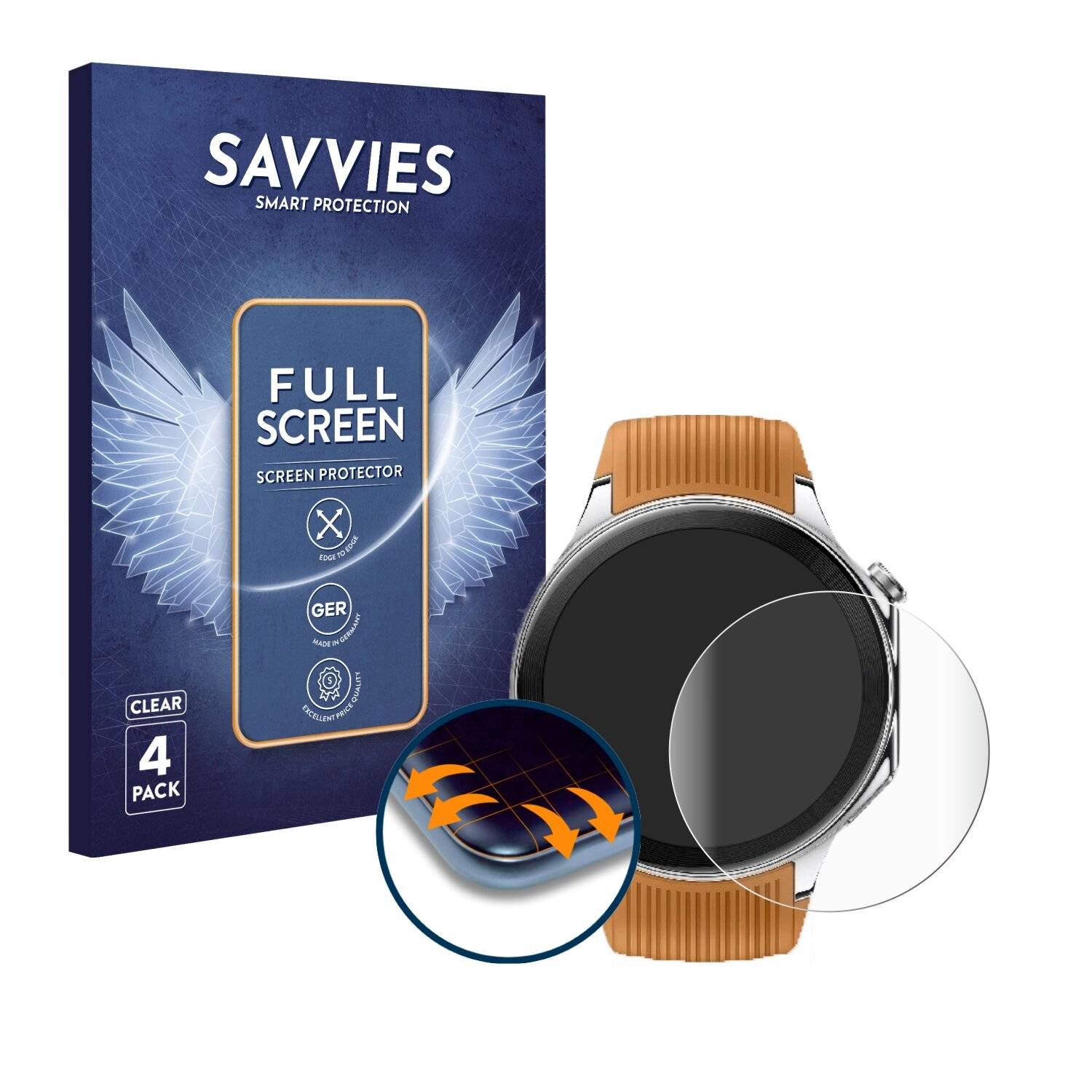 4x Savvies Full-Screen Folie für Oppo Watch