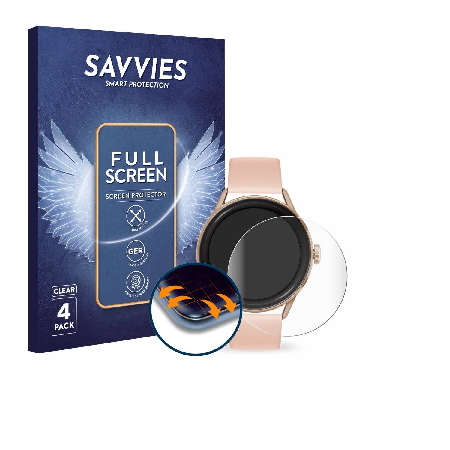 4x Savvies Full-Screen Folie für Ice-Watch ICE smart 2.0 1.2