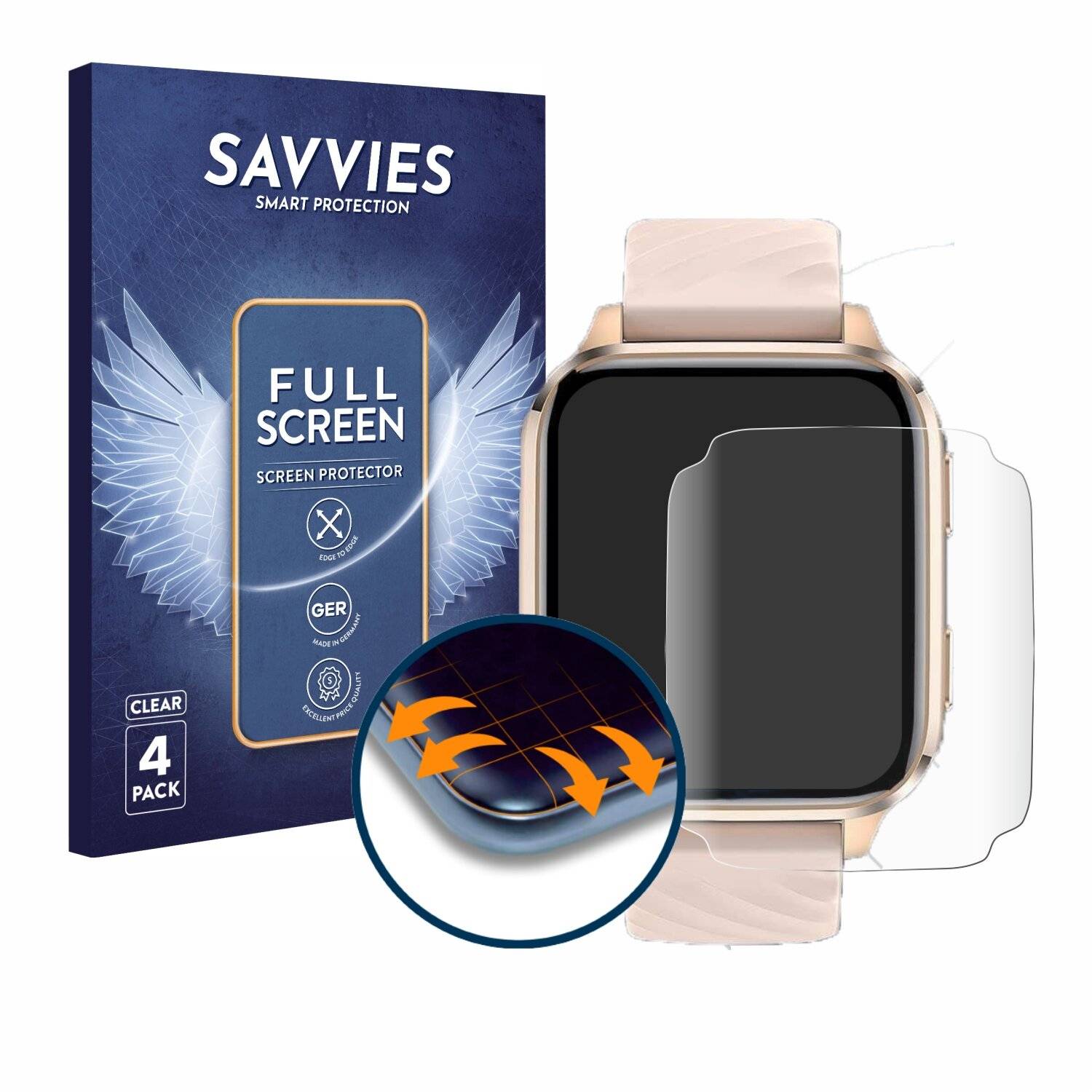 4x Savvies Full-Screen Folie für Ibetter Smartwatch