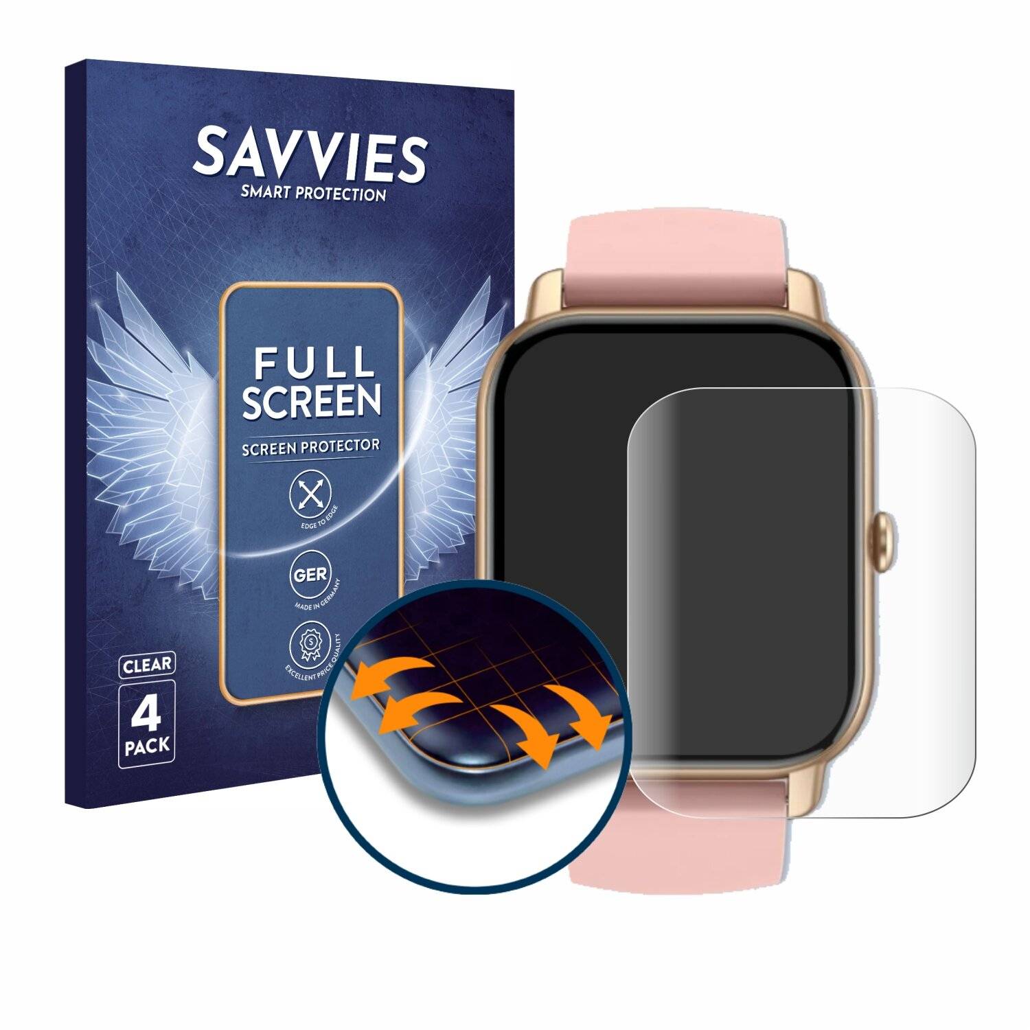 4x Savvies Full-Screen Folie für Sross Smartwatch