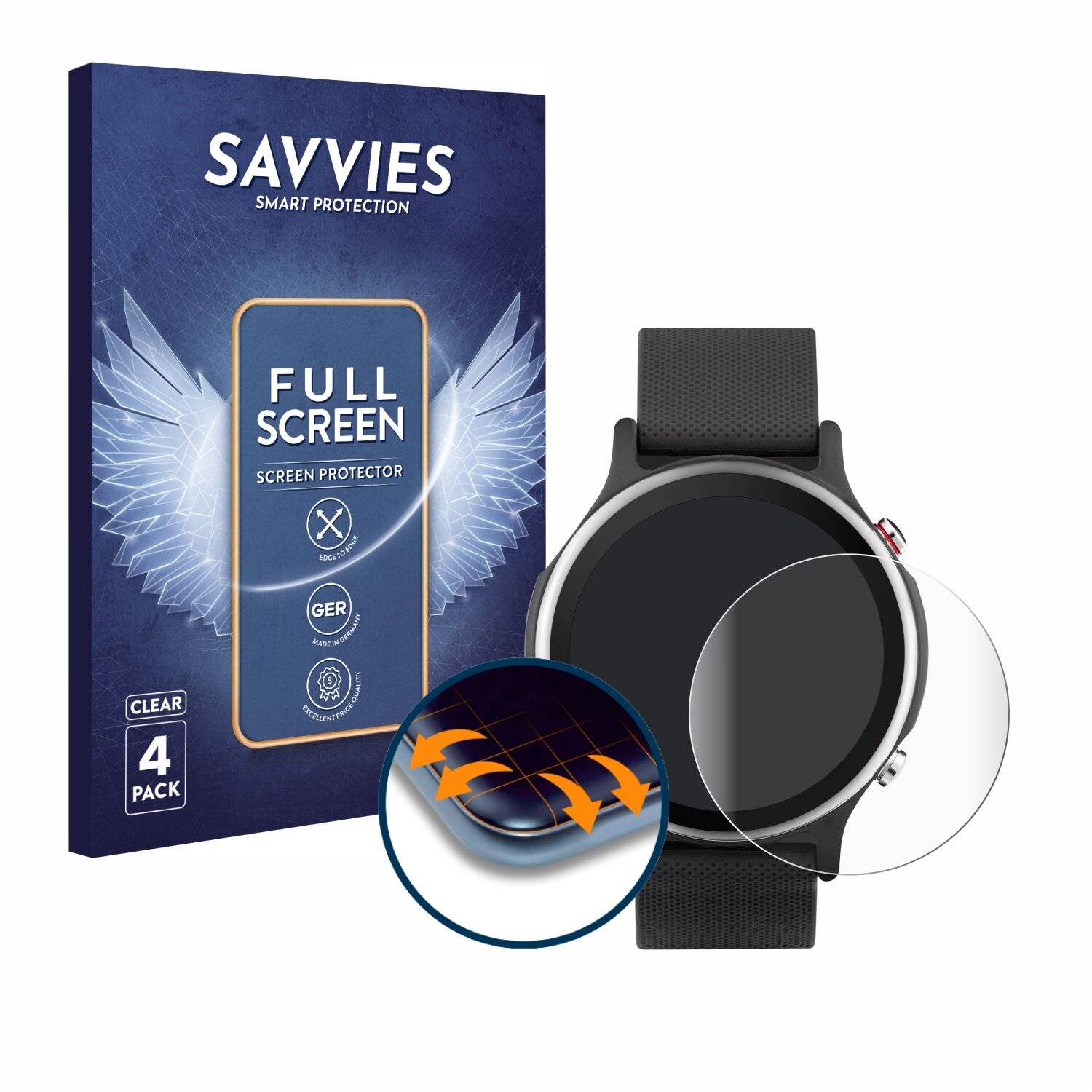 4x Savvies Full-Screen Folie für ASUS VivoWatch
