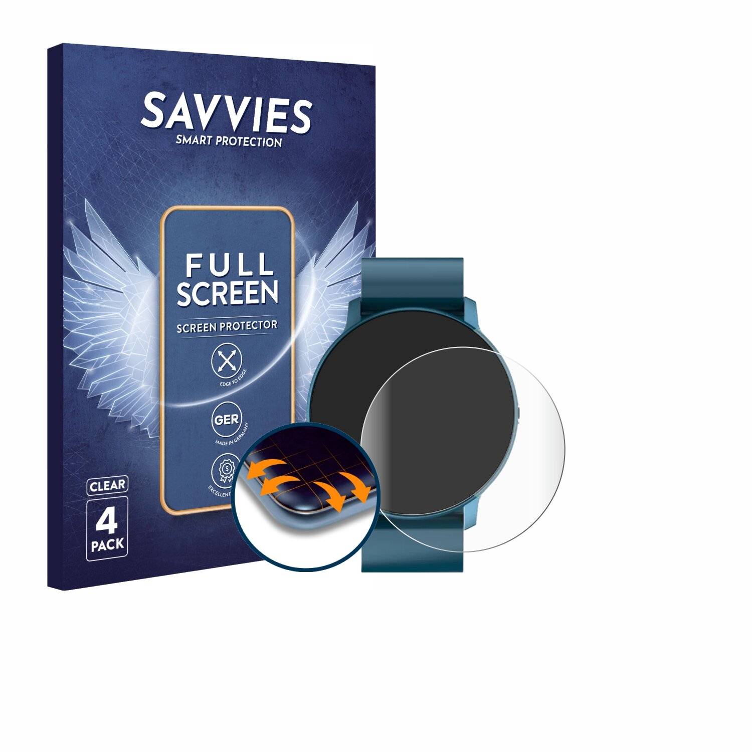 4x Savvies Full-Screen Folie für ASUS ZenWatch Watch