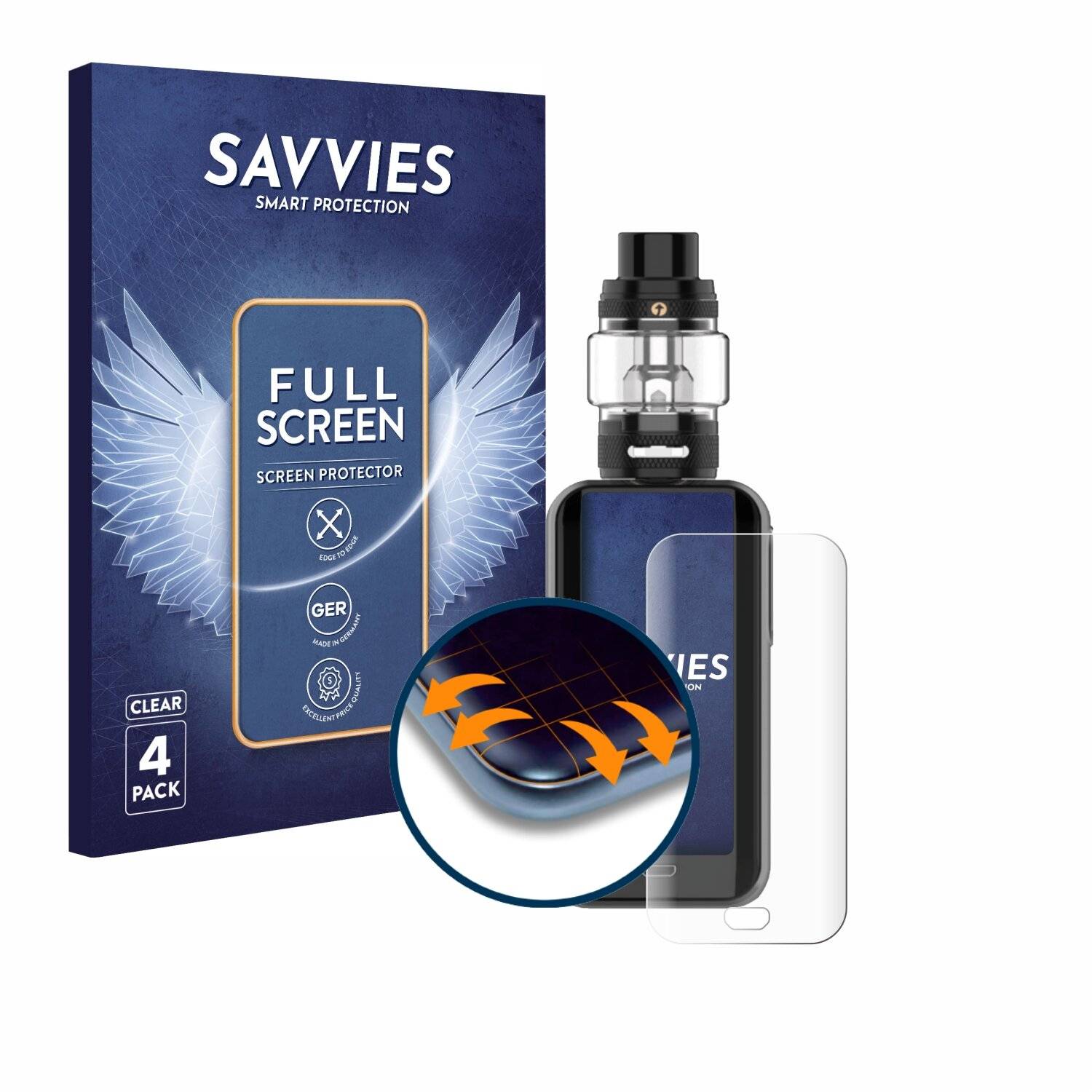 4x Savvies Full-Screen Folie für Vaporesso Luxe