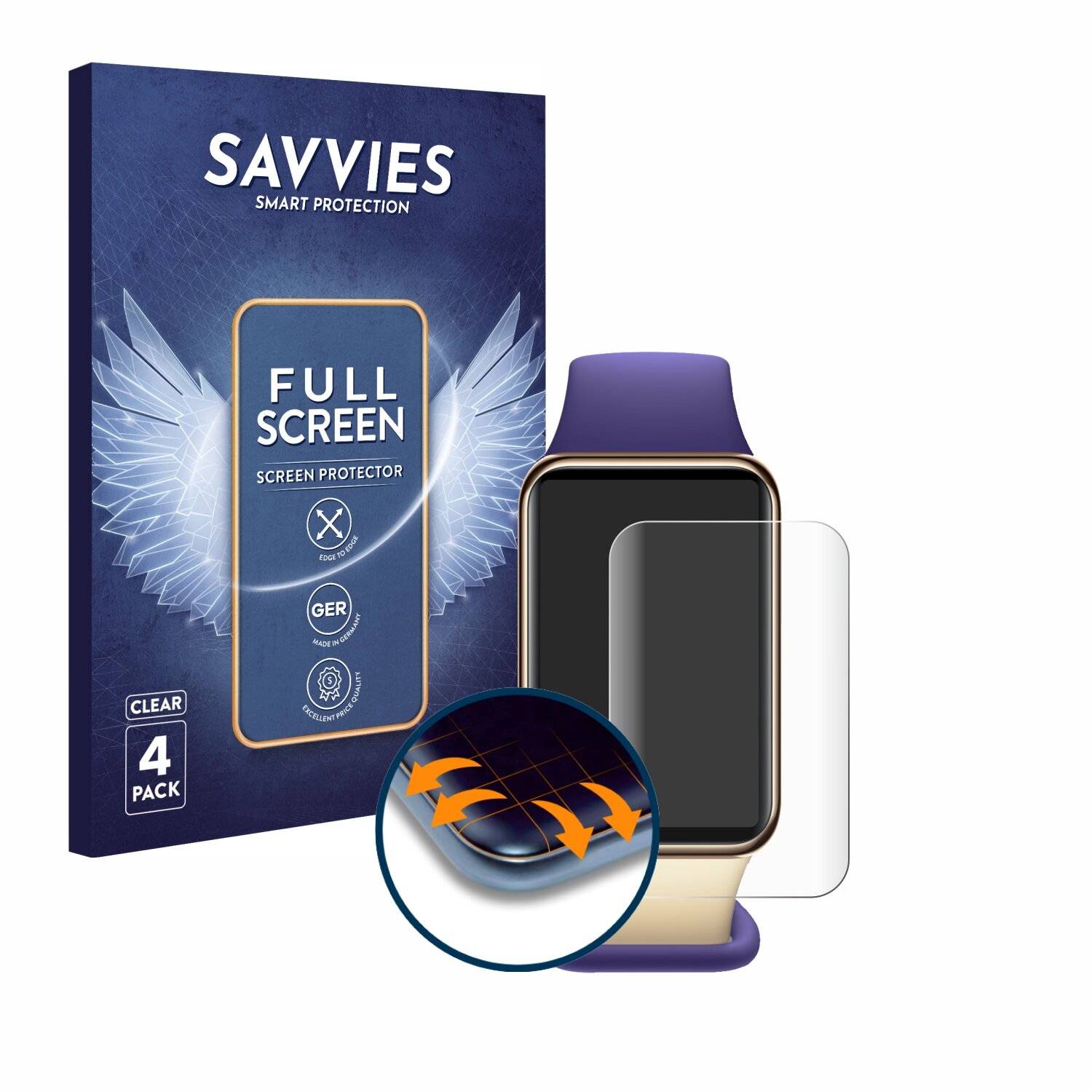 4x Savvies Full-Screen Folie für Honor Band