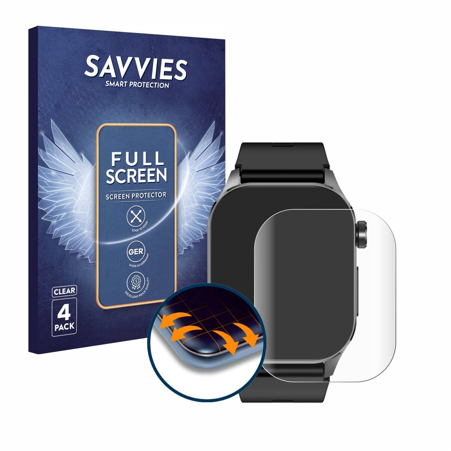 4x Savvies Full-Screen Folie für Kardena Care Pro 4