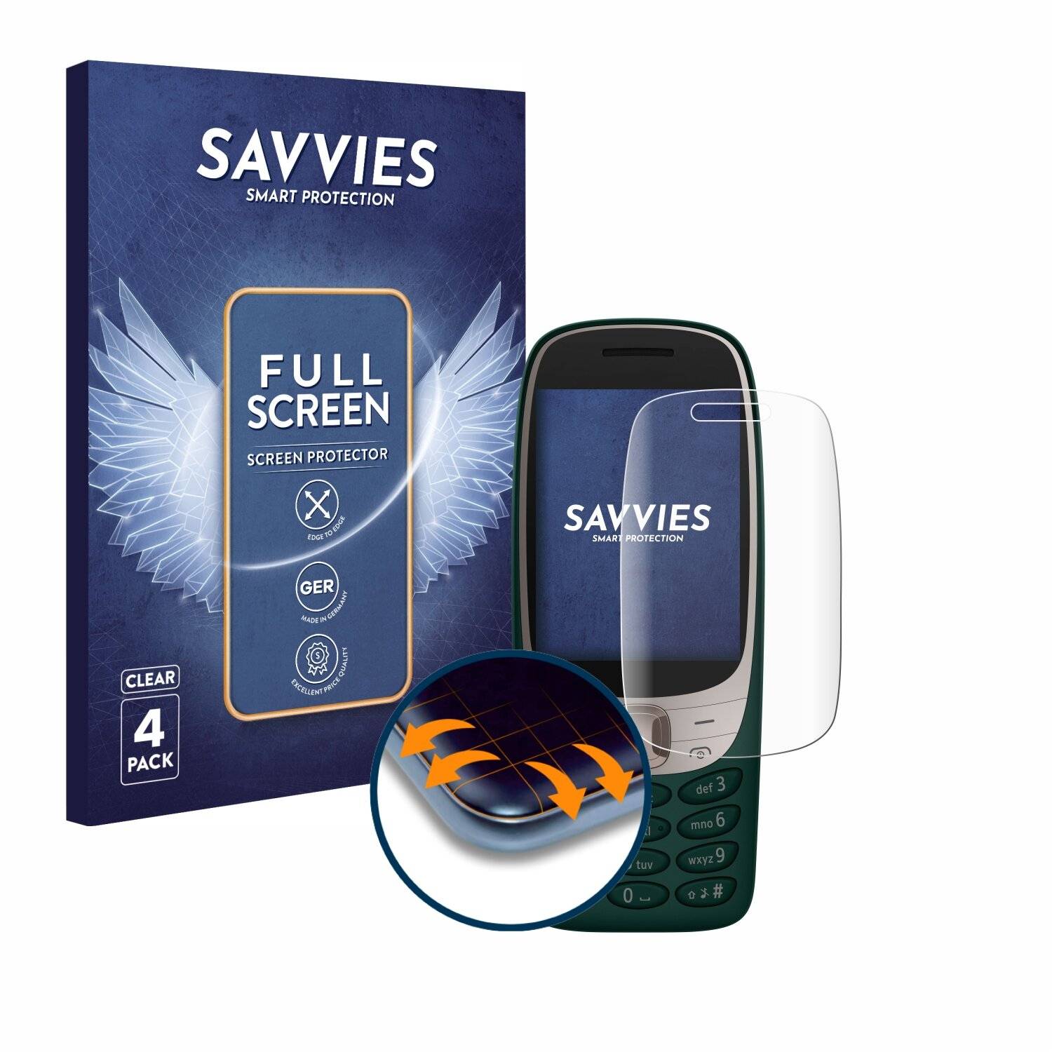 4x Savvies Full-Screen Folie für Nokia 6310