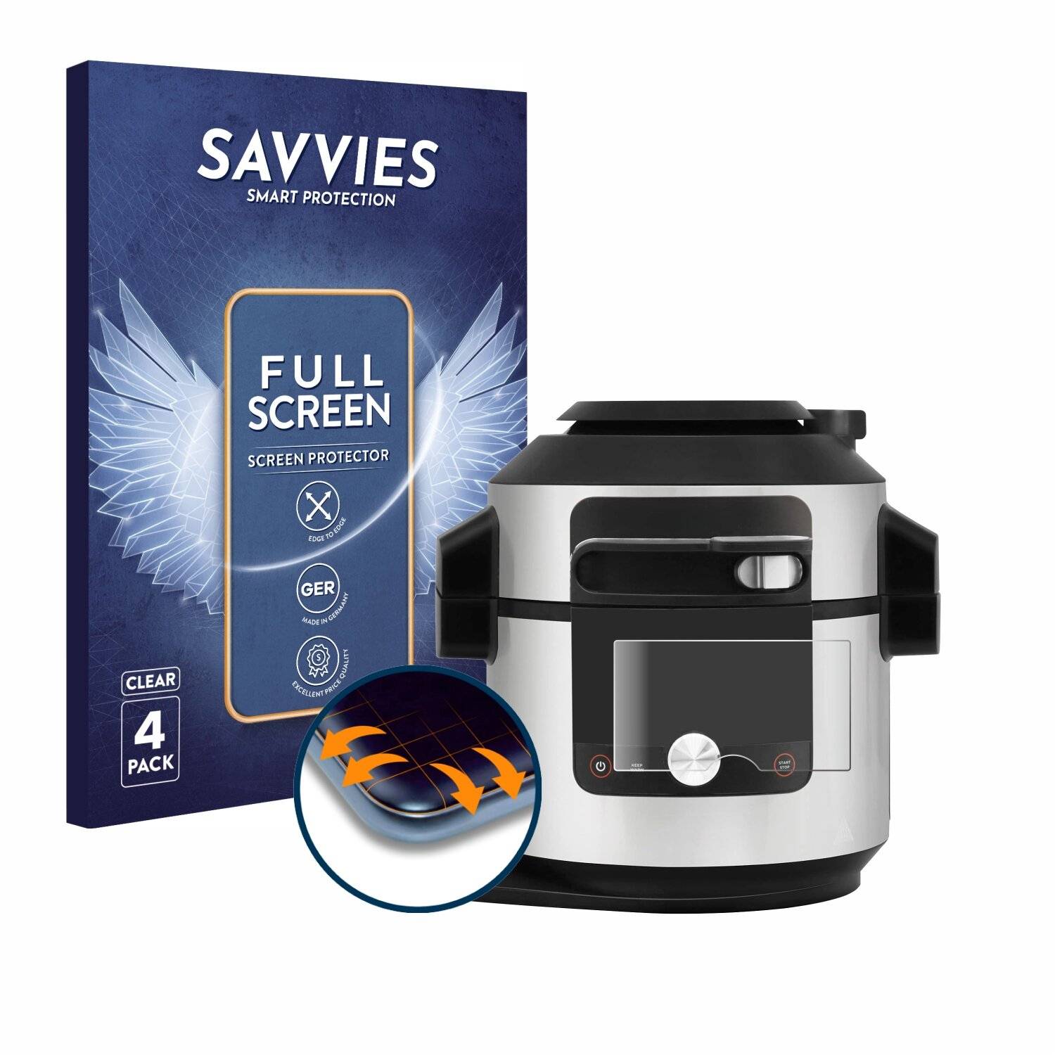 4x Savvies Full-Screen Folie für Ninja Foodi 14-in-1