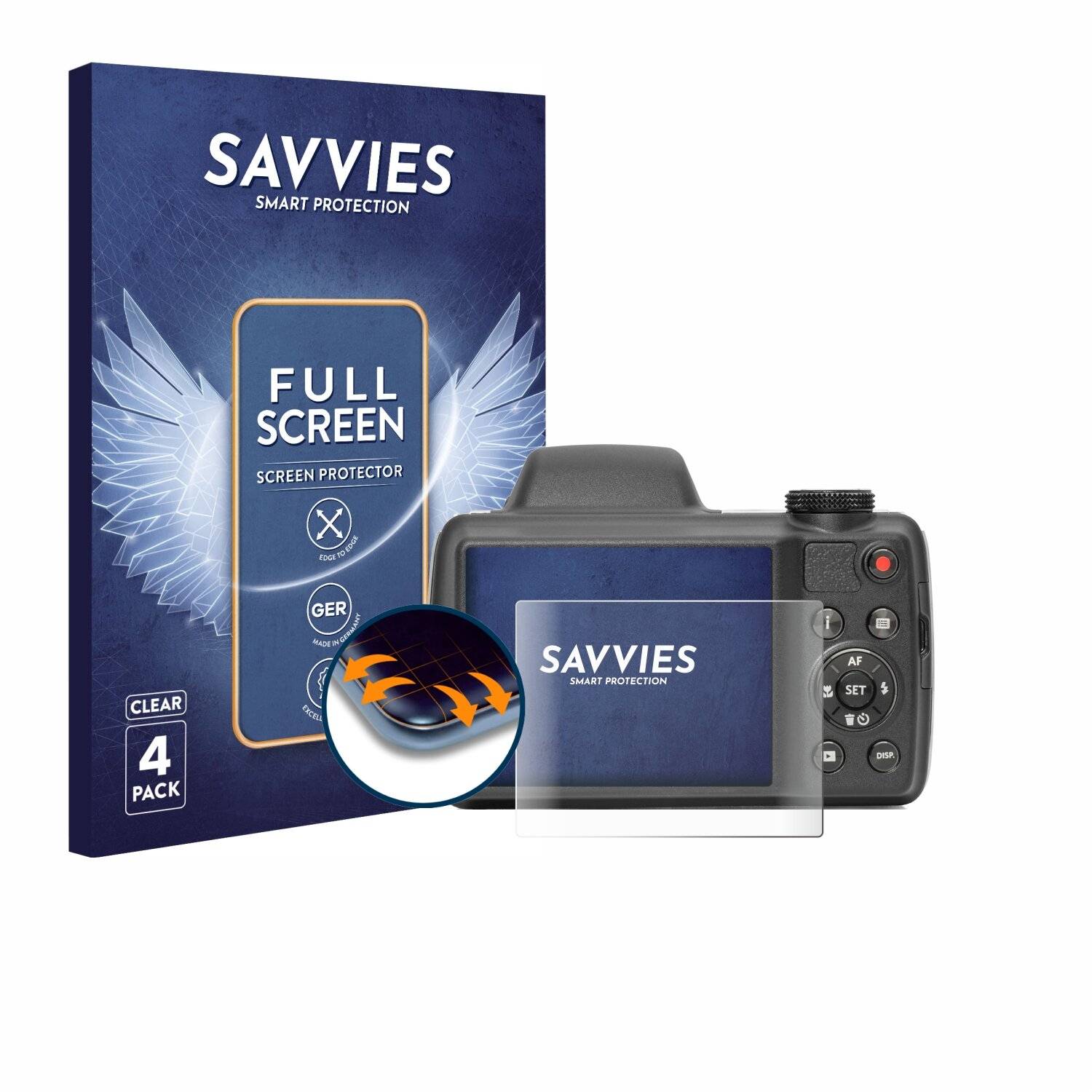 4x Savvies Full-Screen Folie für Kodak Pixpro