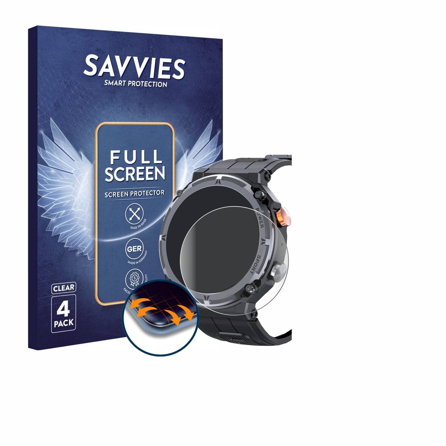 4x Savvies Full-Screen Folie für bedee Smartwatch