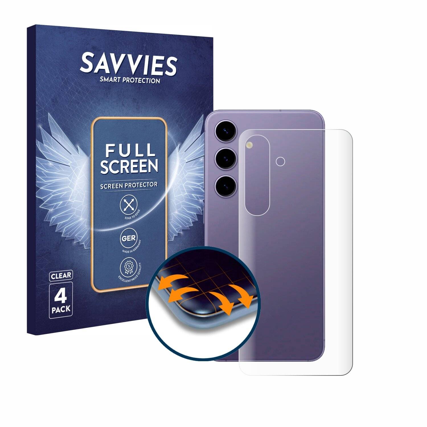 4x Savvies Full-Screen Folie für Samsung Galaxy S24 Enterprise Edition