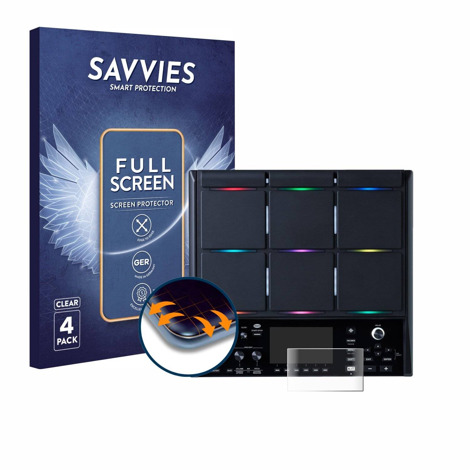 4x Savvies Full-Screen Folie für Roland SPD-SX