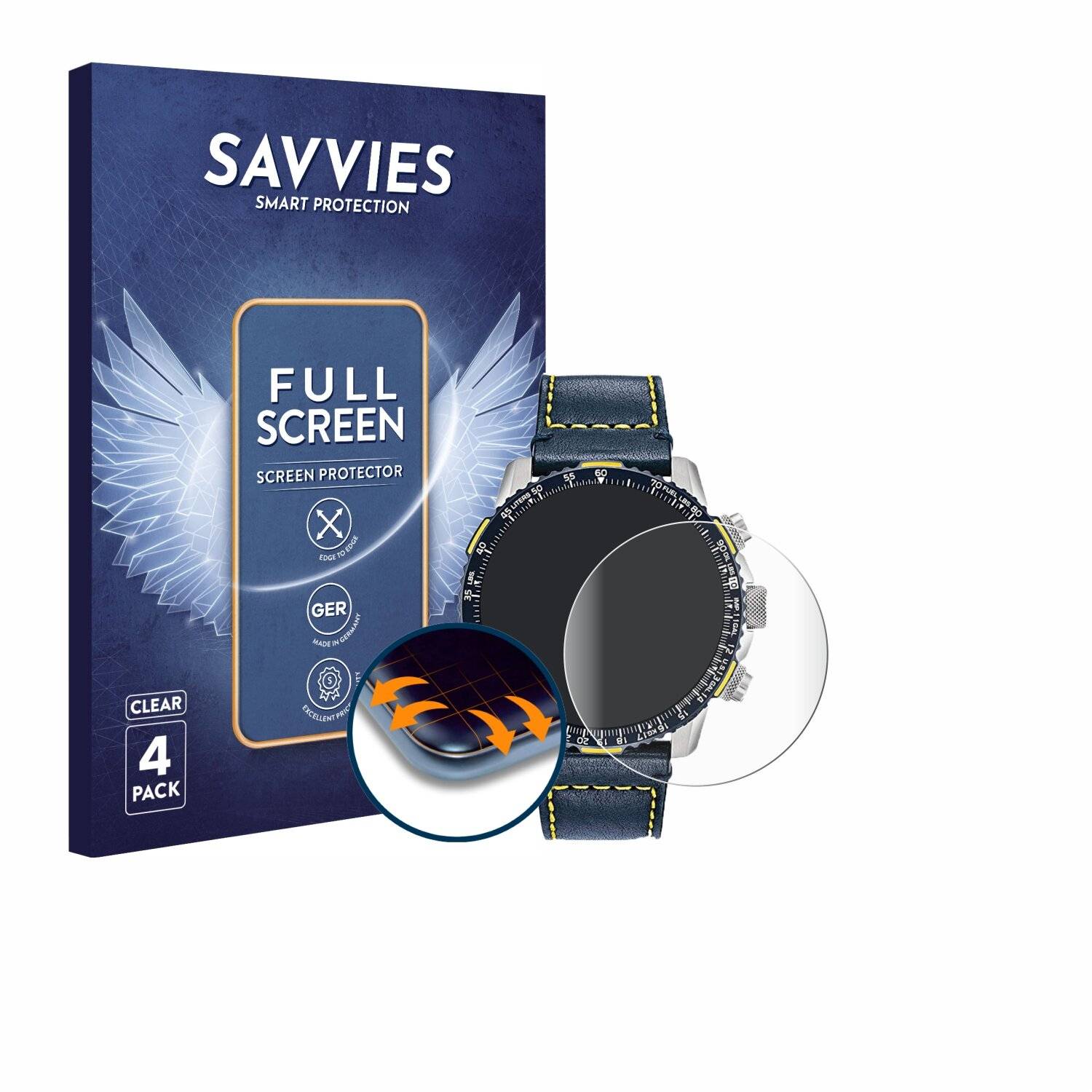 4x Savvies Full-Screen Folie für Citizen Blue Angel Skyhawk