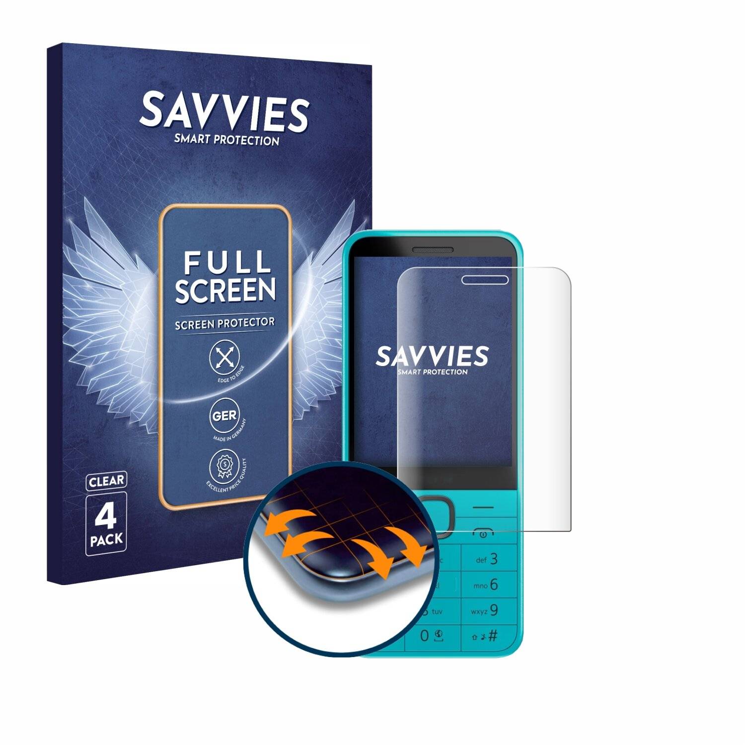 4x Savvies Full-Screen Folie für Nokia 235 4G