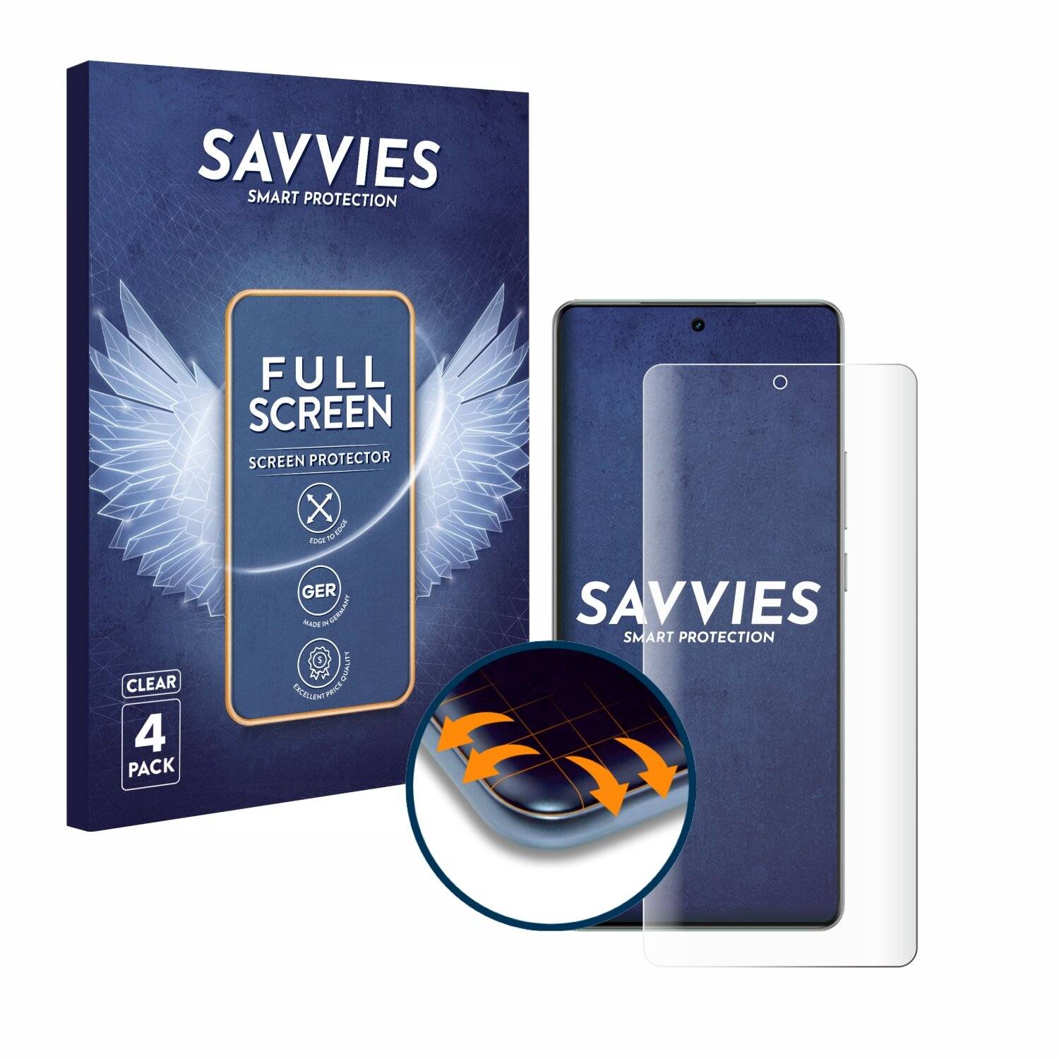 4x Savvies Full-Screen Folie für realme GT Neo