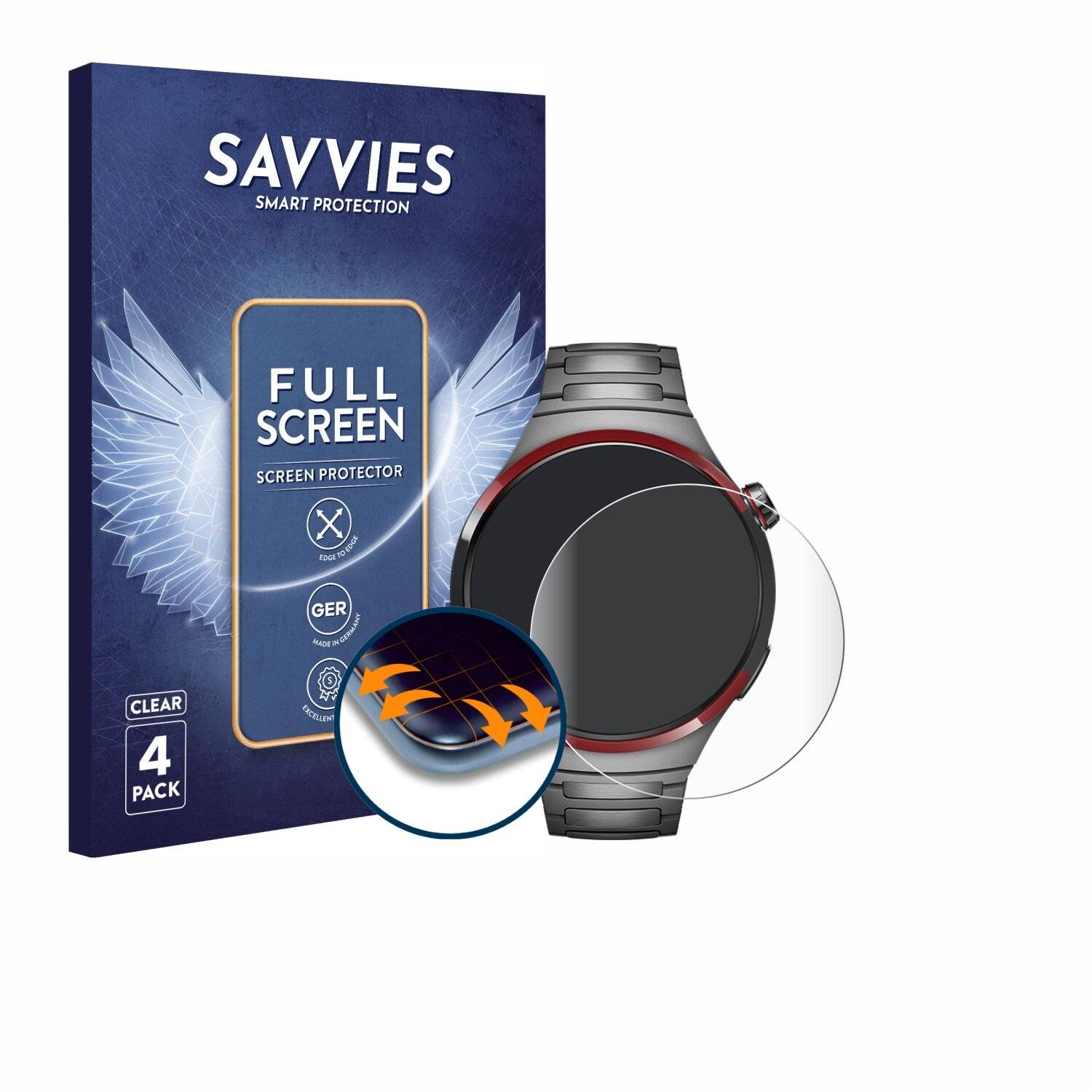 4x Savvies Full-Screen Folie für Huawei Watch 4 Pro Space