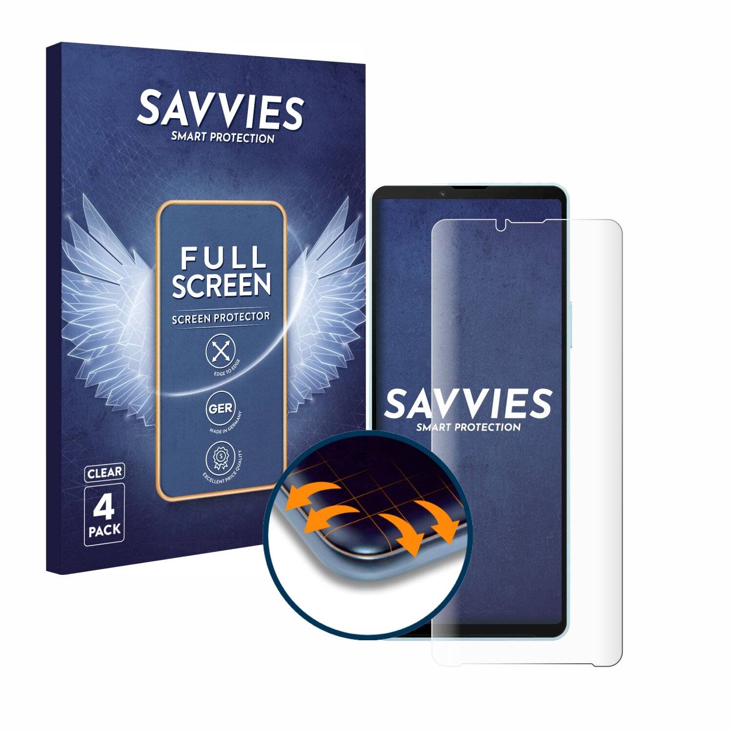 4x Savvies Full-Screen Folie für Sony Xperia 10