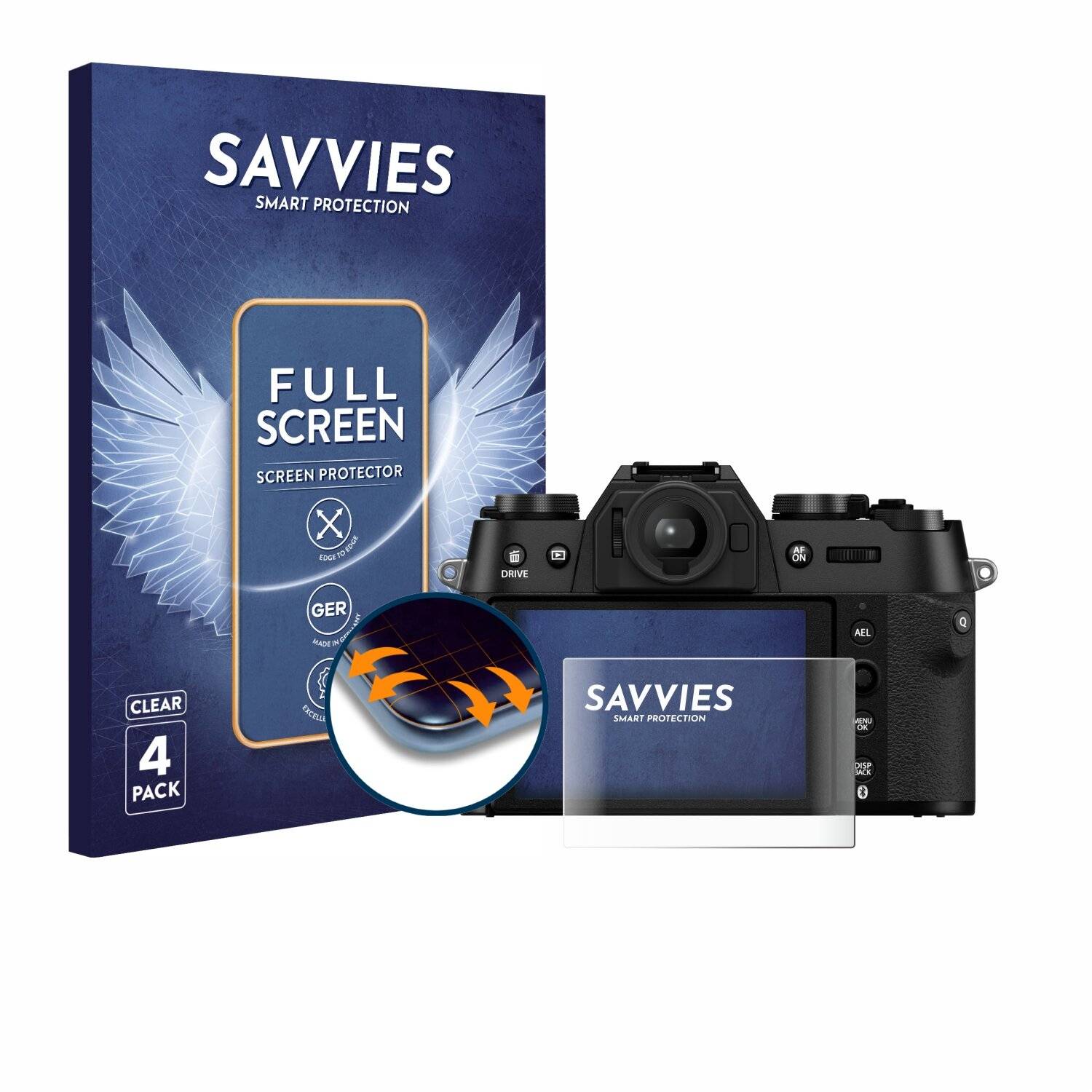 4x Savvies Full-Screen Folie für Fujifilm