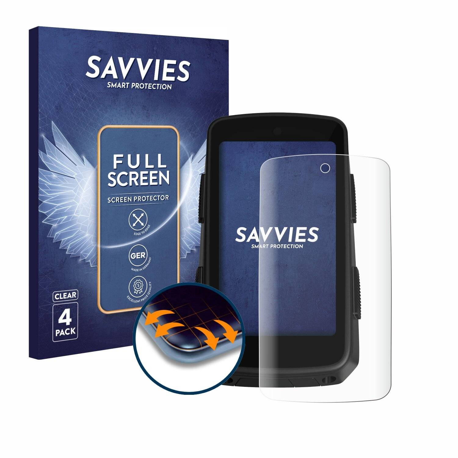 4x Savvies Full-Screen Folie für Hammerhead Karoo