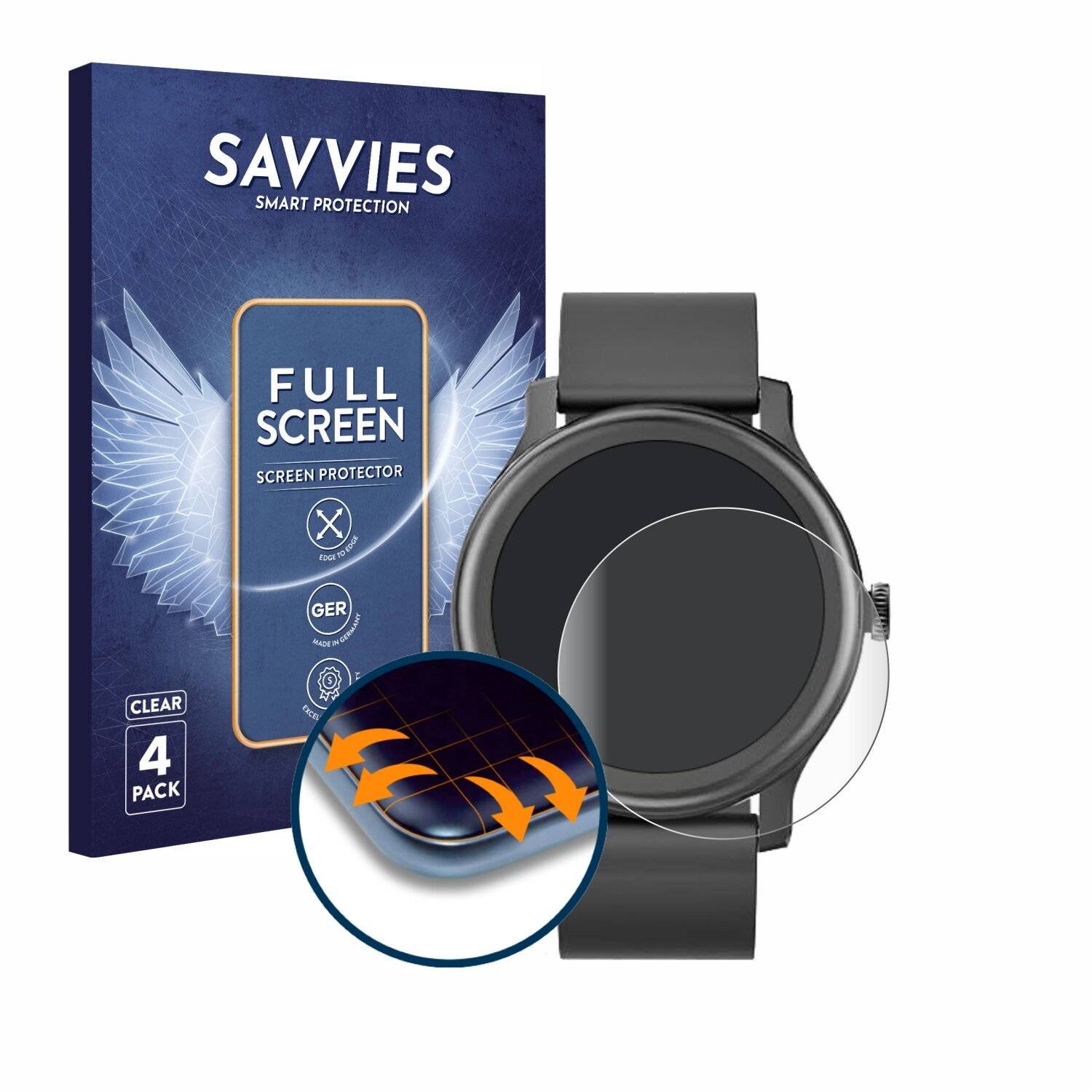 4x Savvies Full-Screen Folie für Loyaa Smartwatch