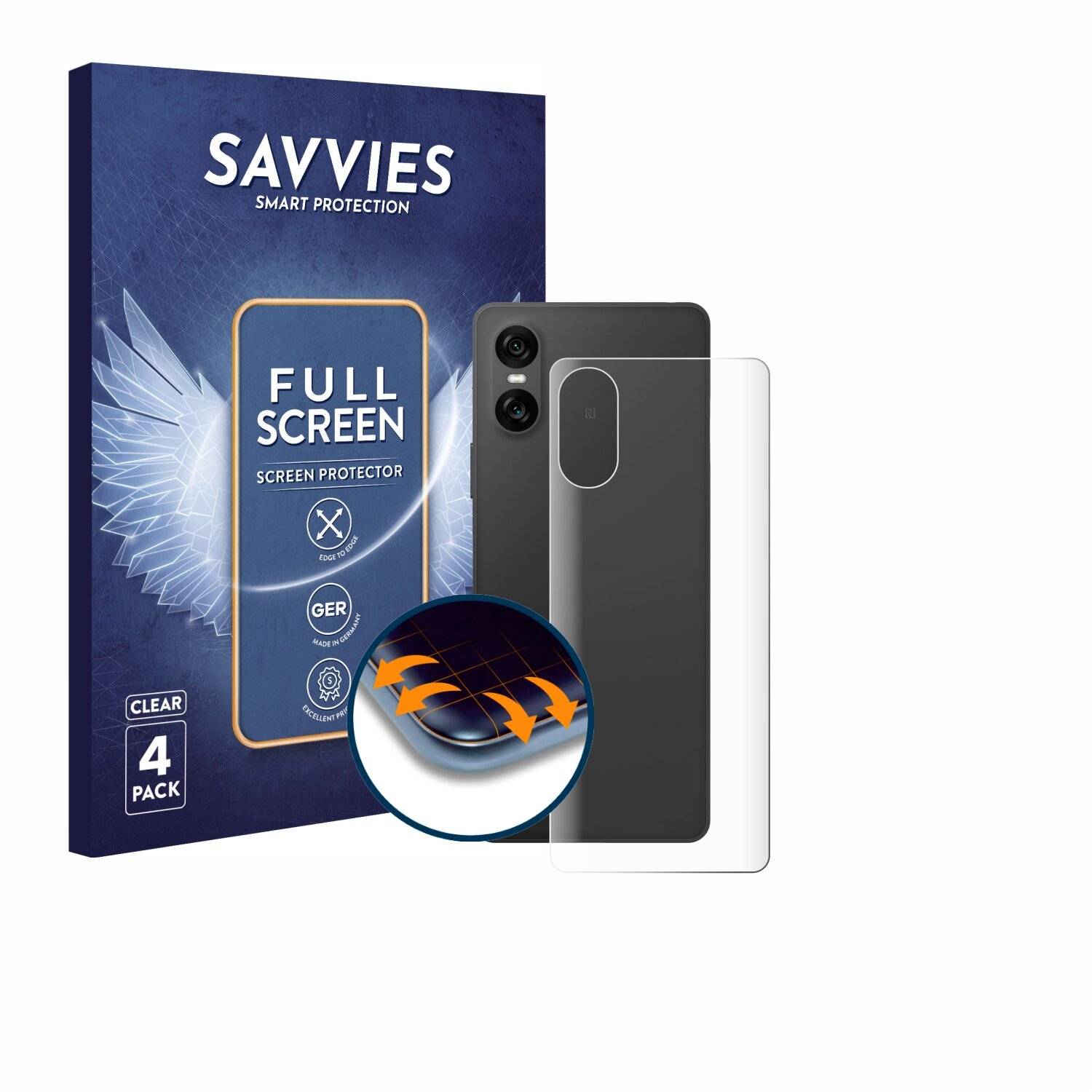 4x Savvies Full-Screen Folie für Sony Xperia 10 VI