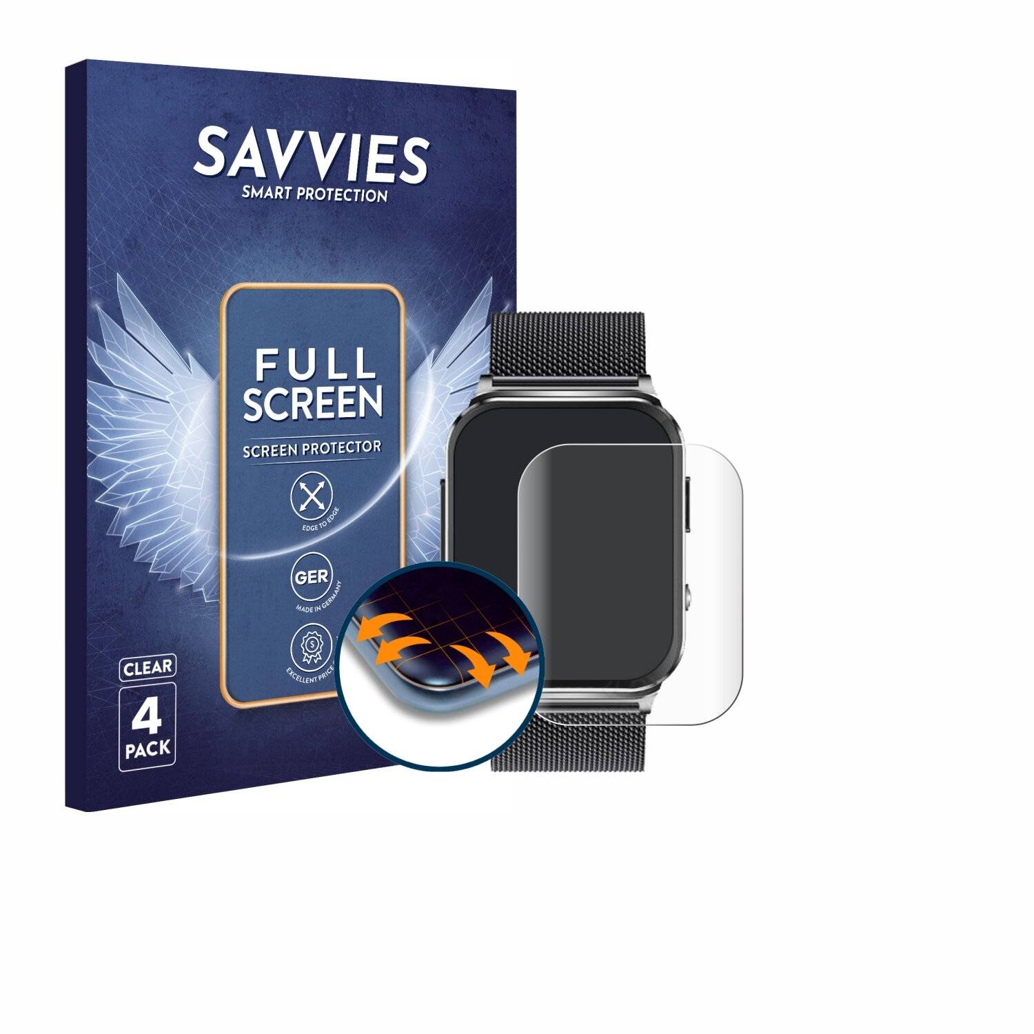 4x Savvies Full-Screen Folie für Kardena Care Pro 2