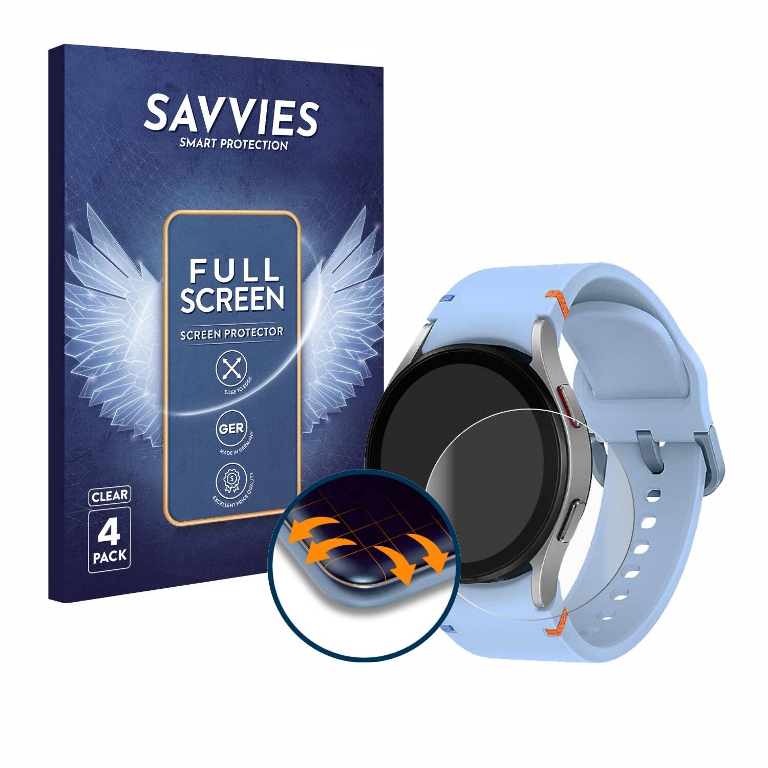 4x Savvies Full-Screen Folie für Samsung Galaxy Watch