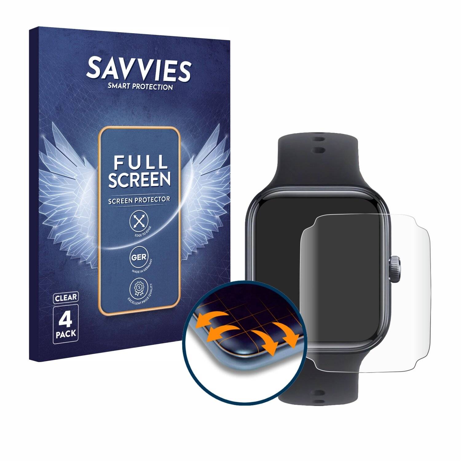 4x Savvies Full-Screen Folie für Vivo Watch GT