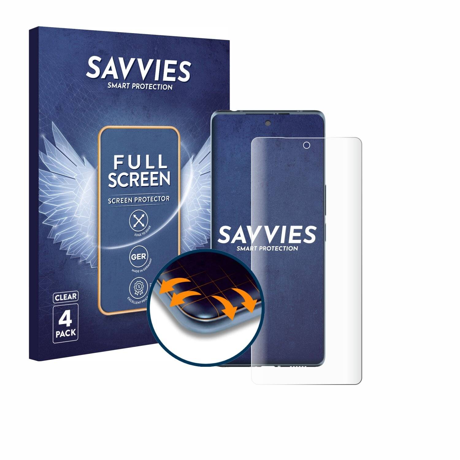 4x Savvies Full-Screen Folie für HTC U24