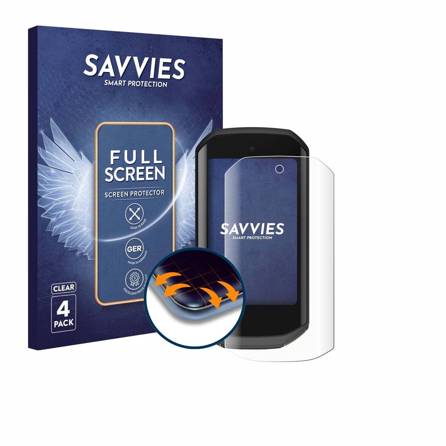 4x Savvies Full-Screen Folie für Garmin Edge