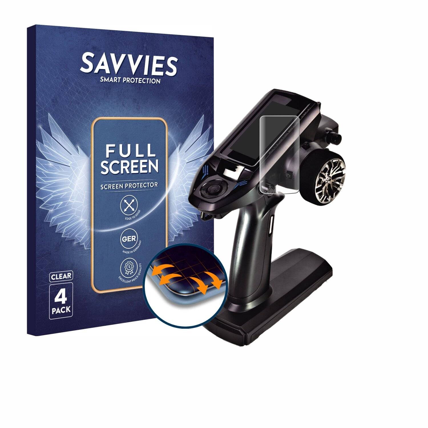 4x Savvies Full-Screen Folie für Futaba T4PM